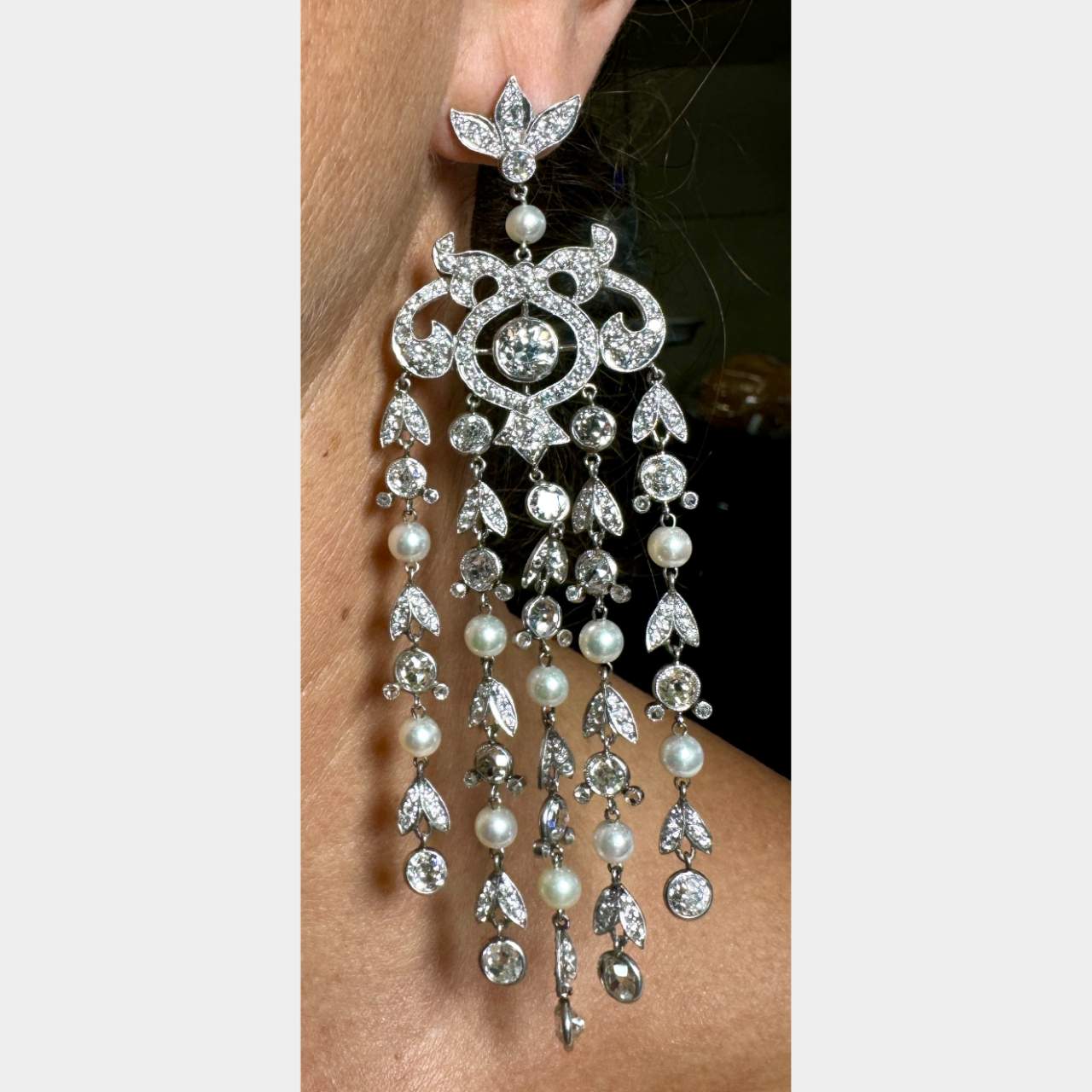 Platinum 28.00 Ct. Diamond Chandelier Earrings