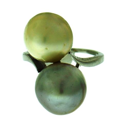 GIA Certified Natural Pearl Deco Ring