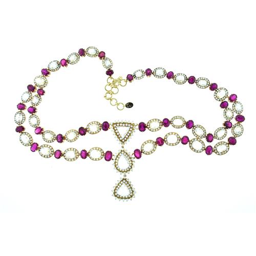 Burma Ruby & Rose Cut Diamond Necklace