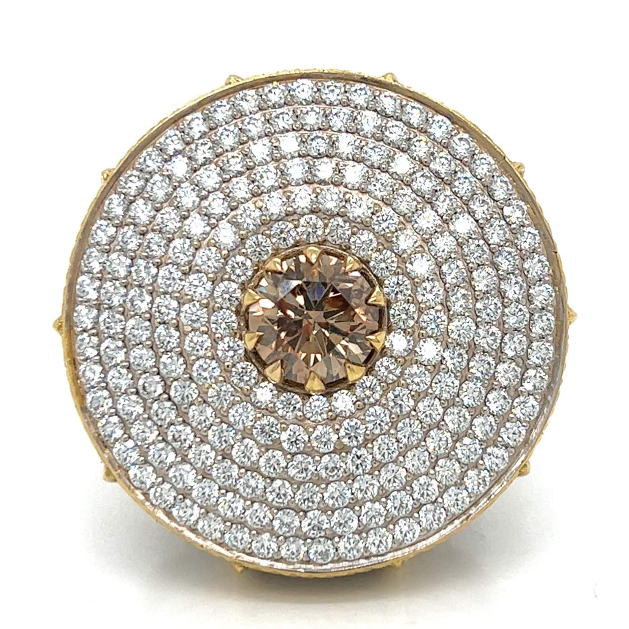 18K 3.07 Ct Fancy Color Diamond Large Cocktail Ring