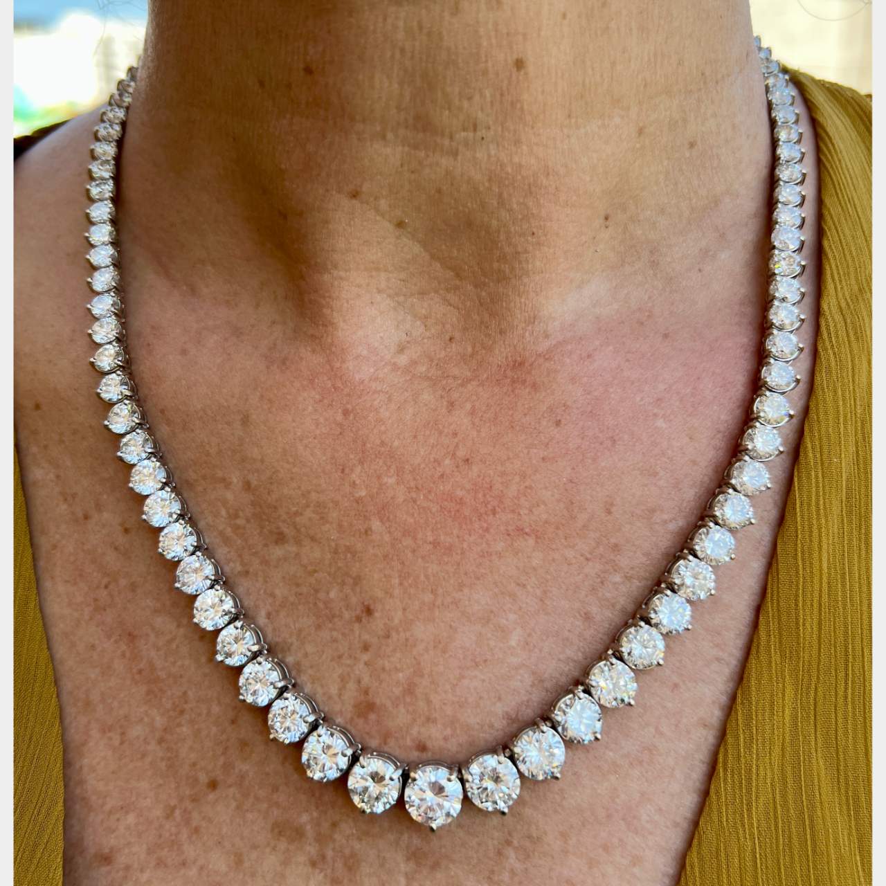 18K White Gold 45.60 Ct. Graduated Diamond Necklace