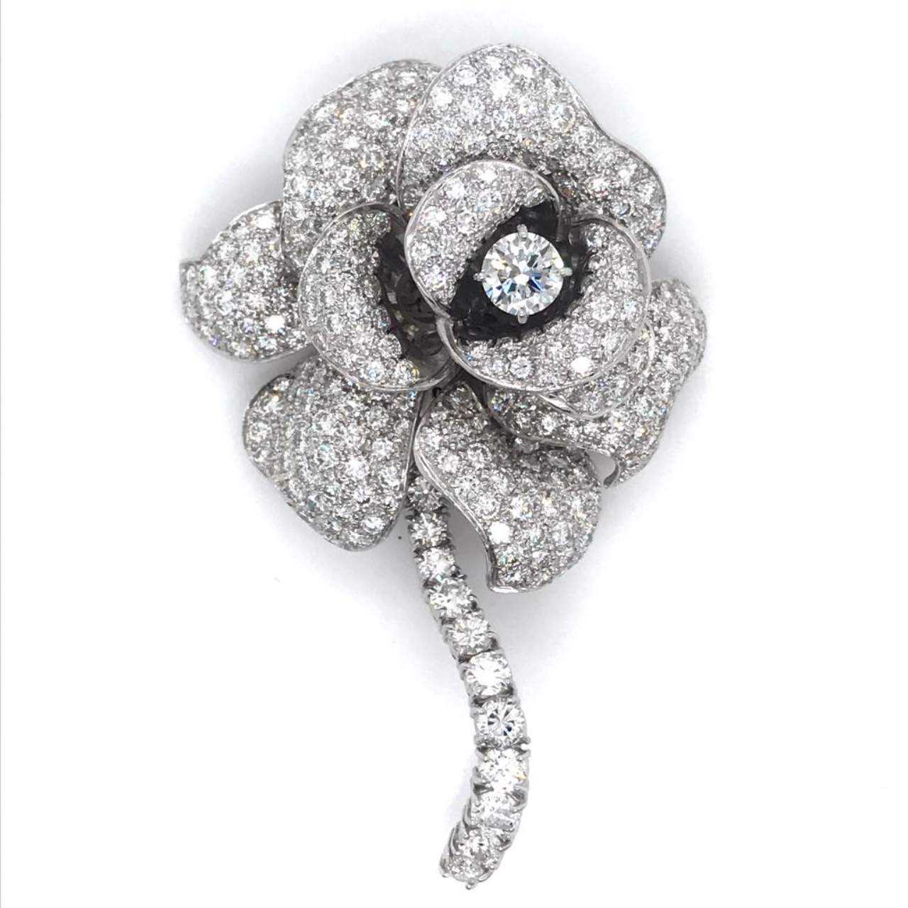 Art Deco Platinum 16.75 Ct Diamond Brooch