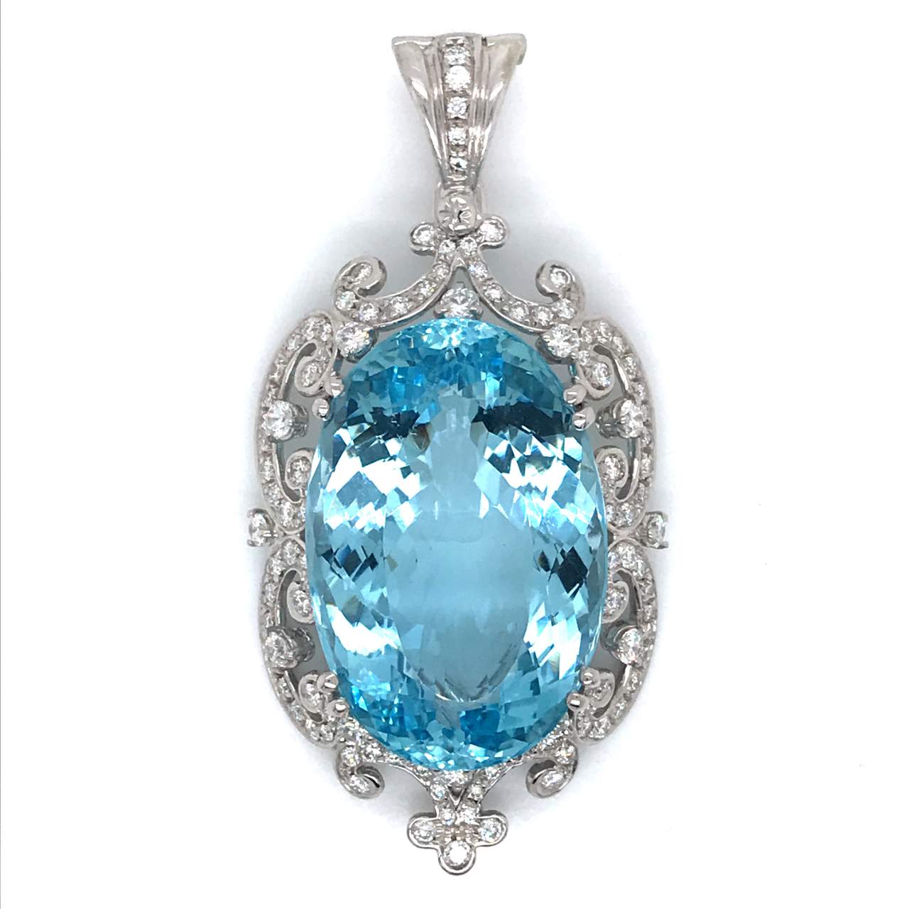 Prashnik Aquamarine and Diamond Pendant
