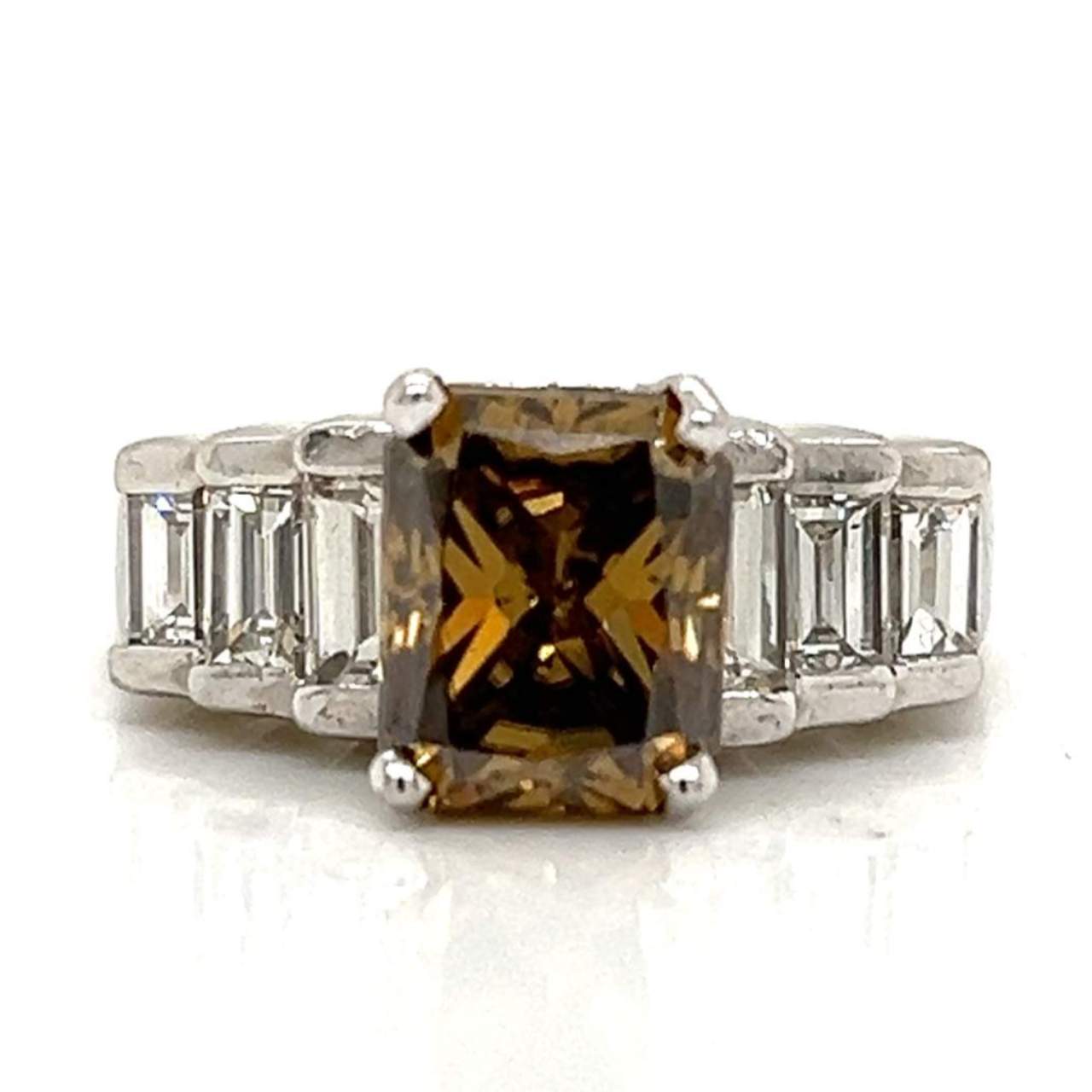 Platinum 2.69 Ct Champagne Diamond Engagement Ring