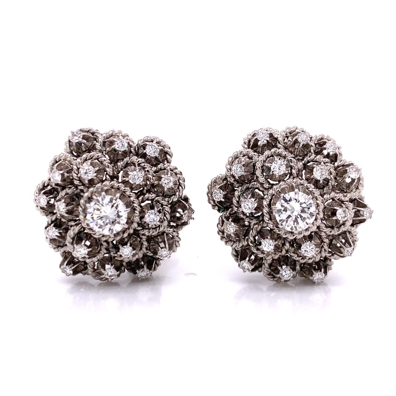 1950’s 14K White Gold Diamond Earrings