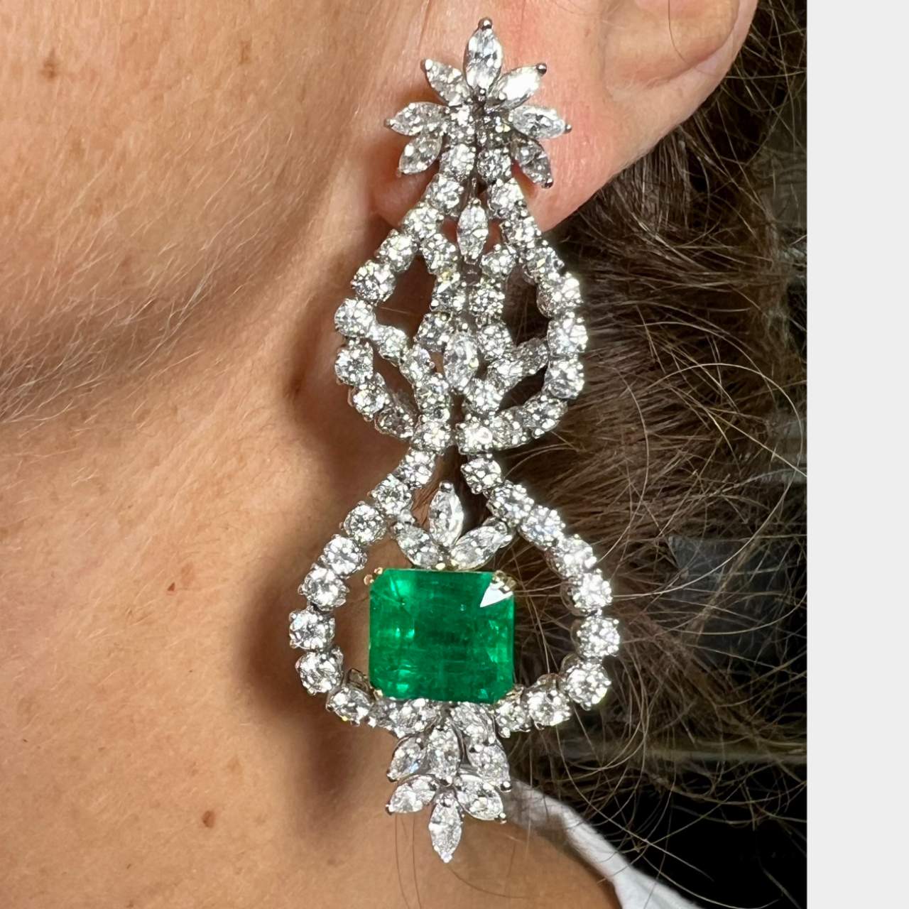 Colombian Emerald and Diamond Chandelier Earrings