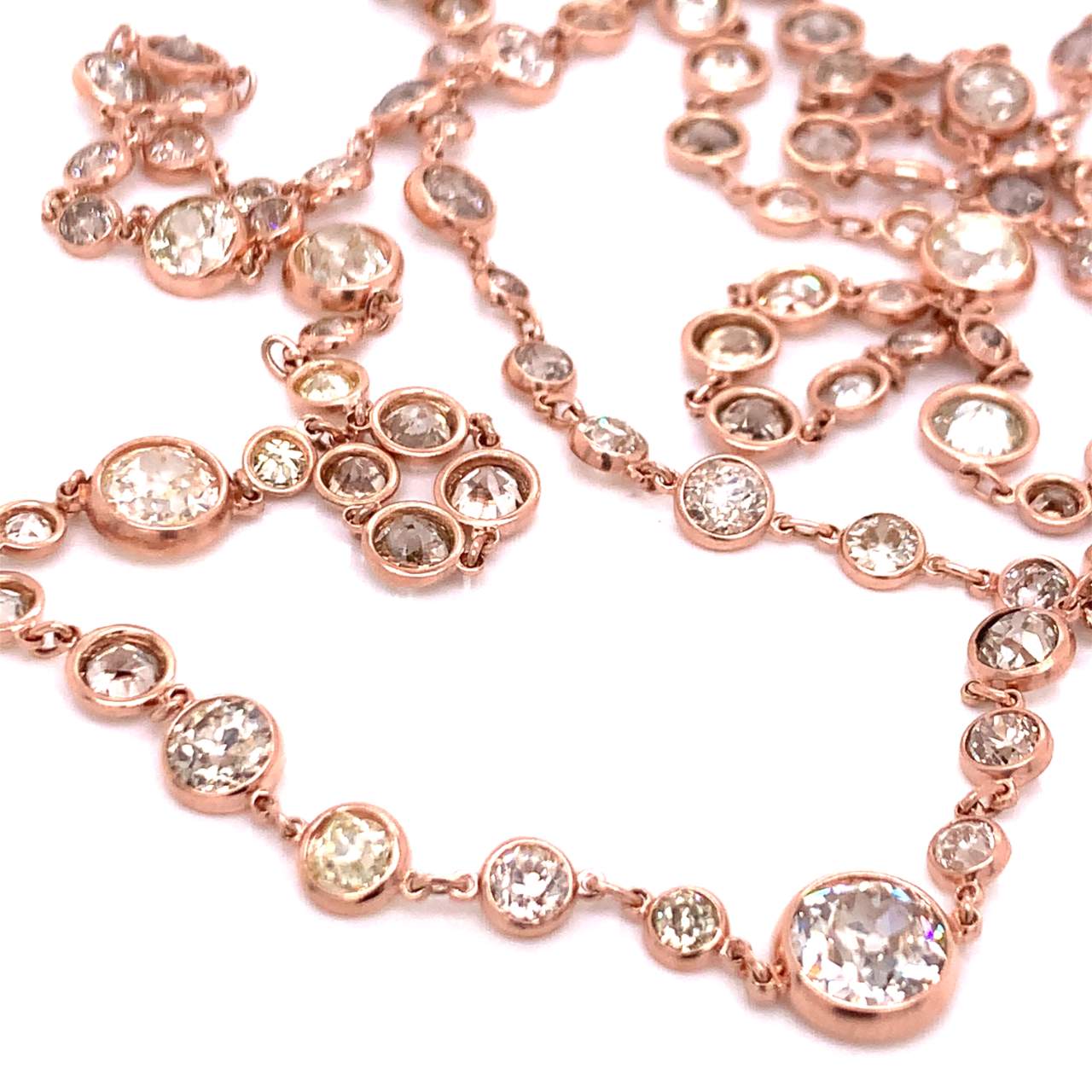 18K Rose Gold 42.40 Ct. Diamond by the Yard Necklace