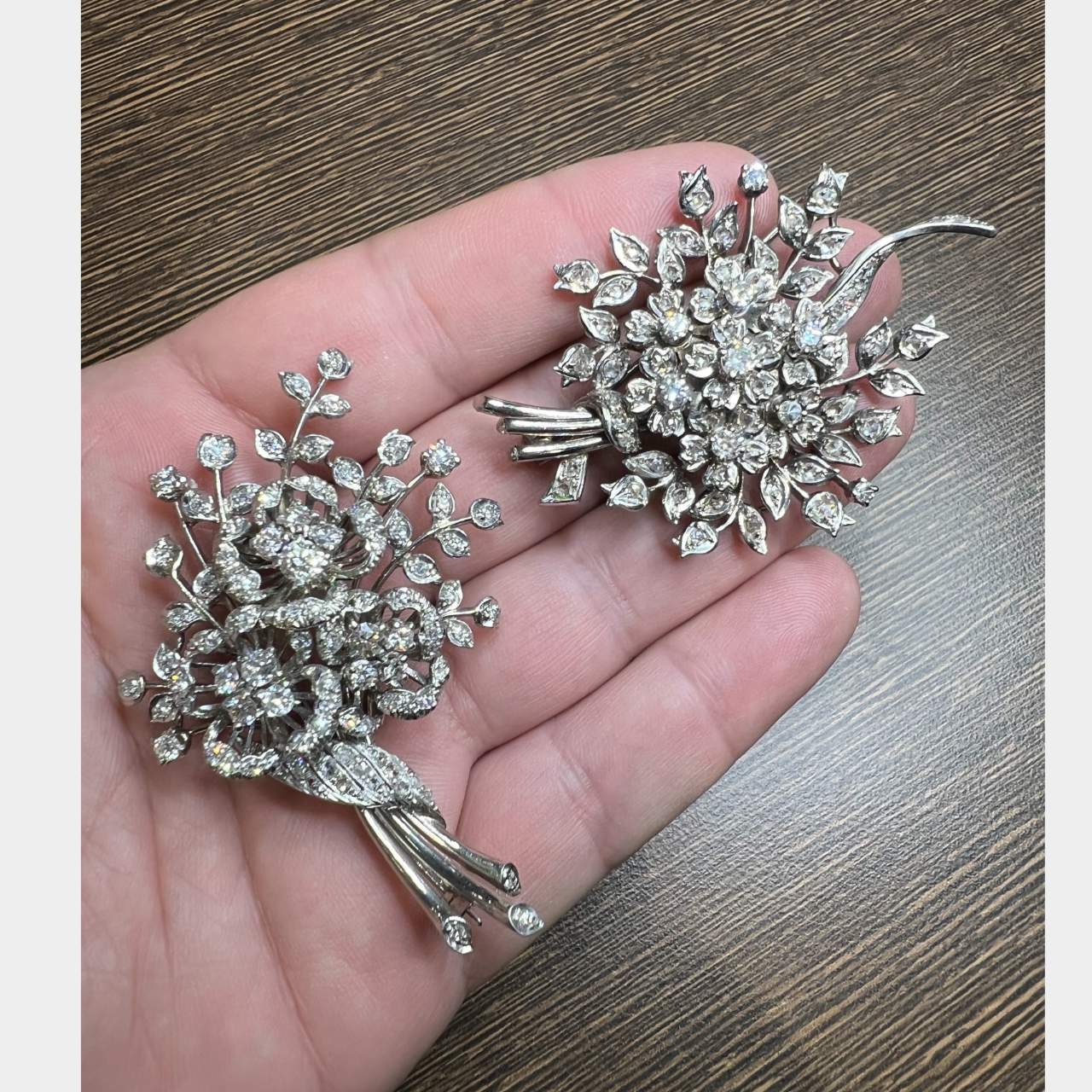 Pair of Art Deco 18K White Gold Diamond Clips