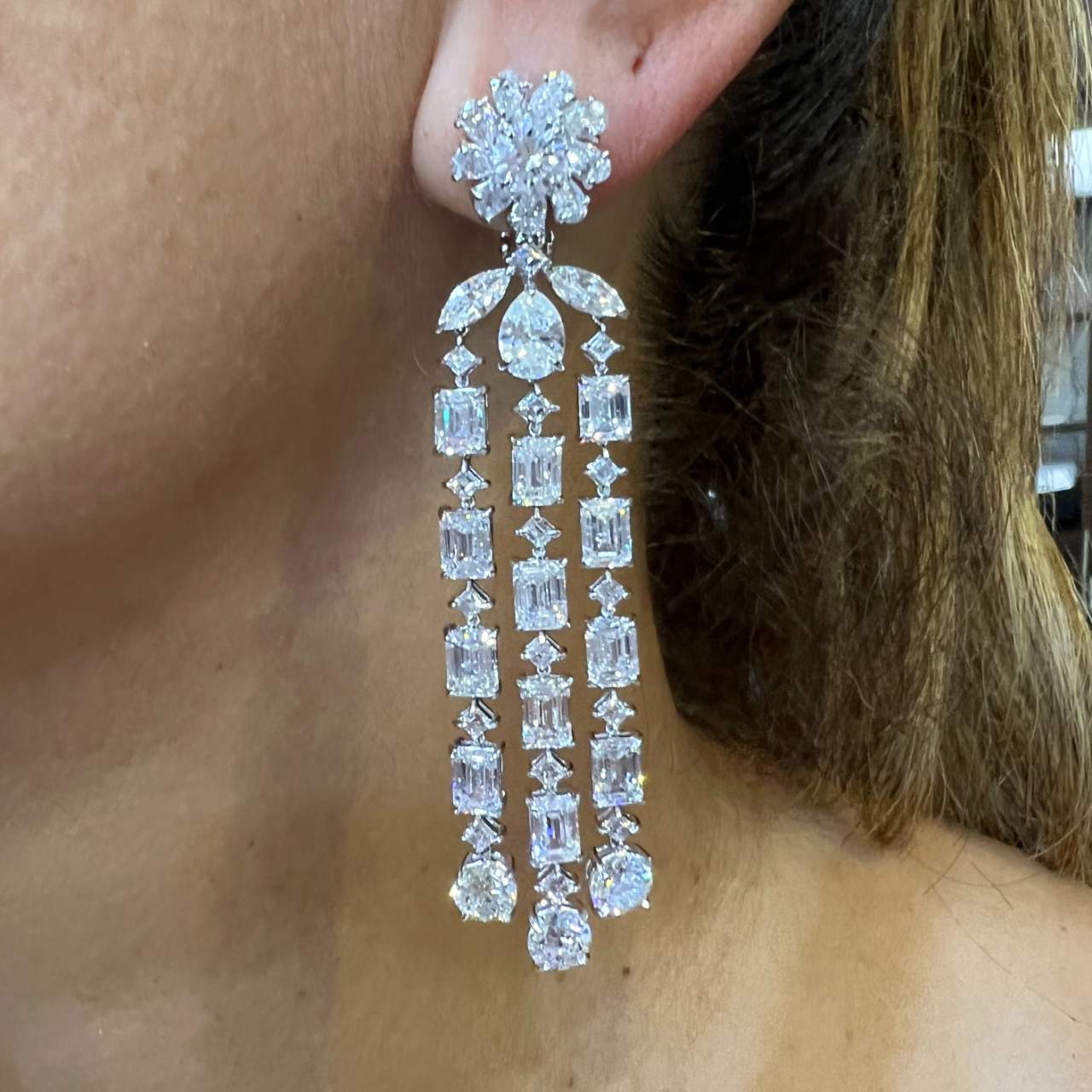 Sophia D. Platinum 21.42 Ct. Diamond Chandelier Earrings