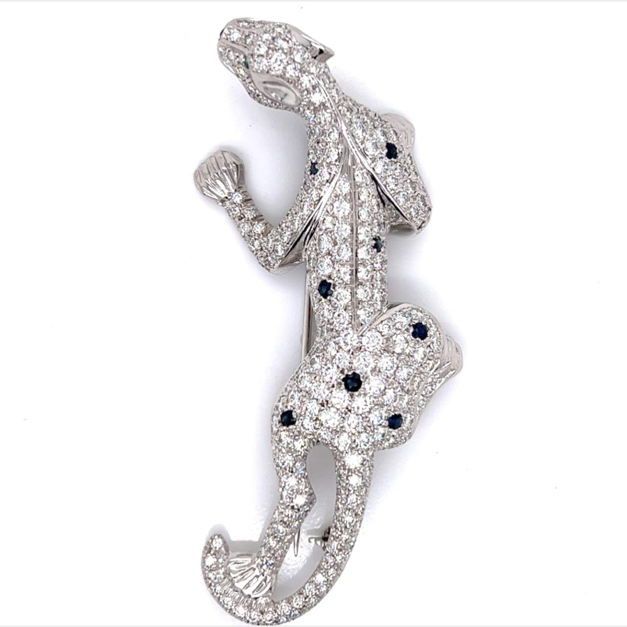 18K White Gold Diamond Panther Brooch