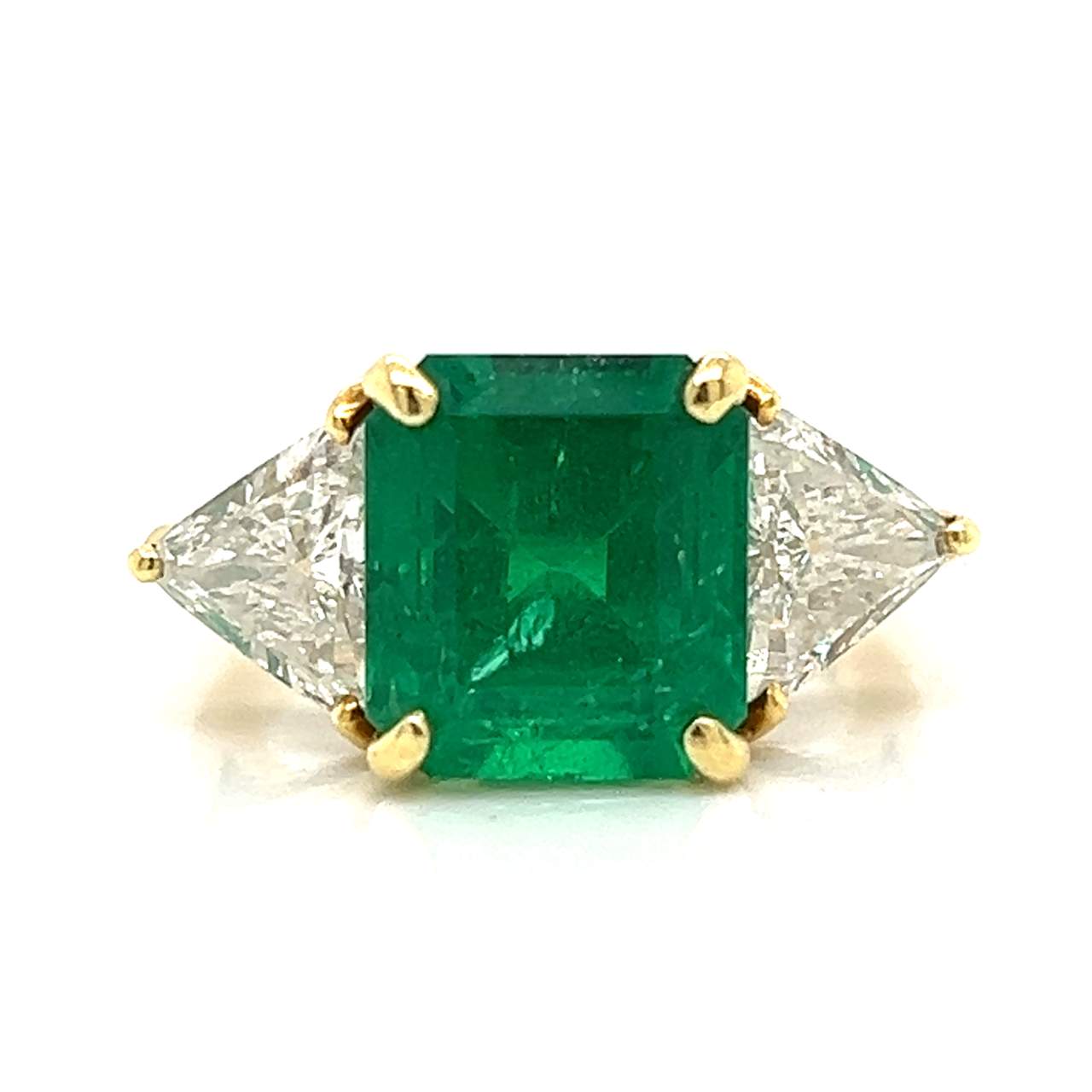 18K Yellow Gold 5.10 Ct. Colombian Emerald and Diamond Ring