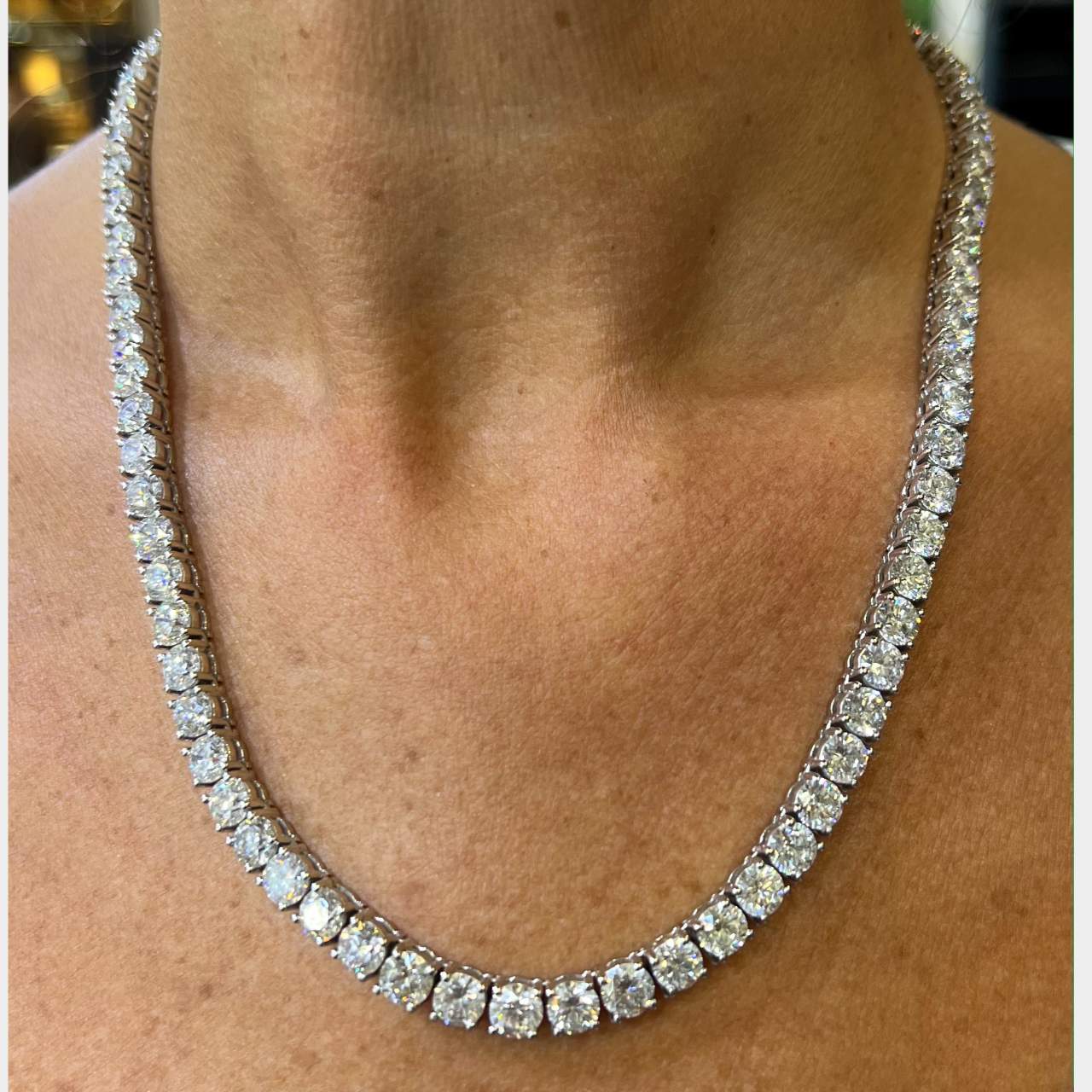 14K White Gold 65.00 Ct. Diamond Riviera Necklace