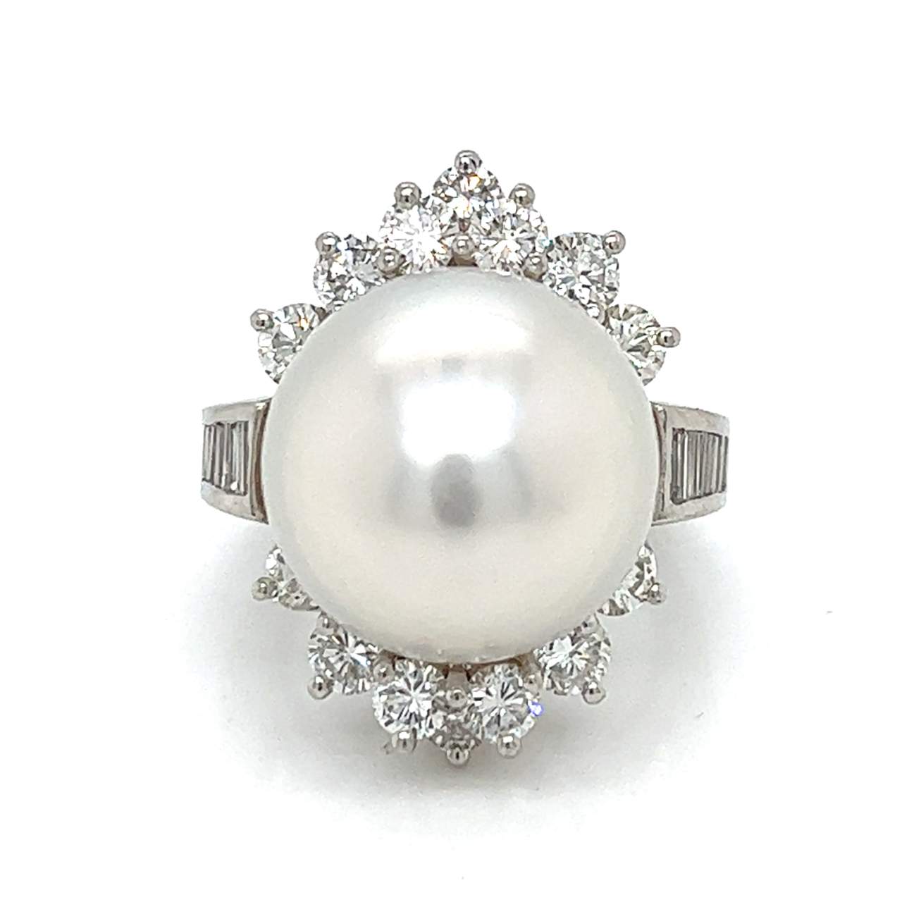 Platinum South Sea Pearl & Diamond Ring