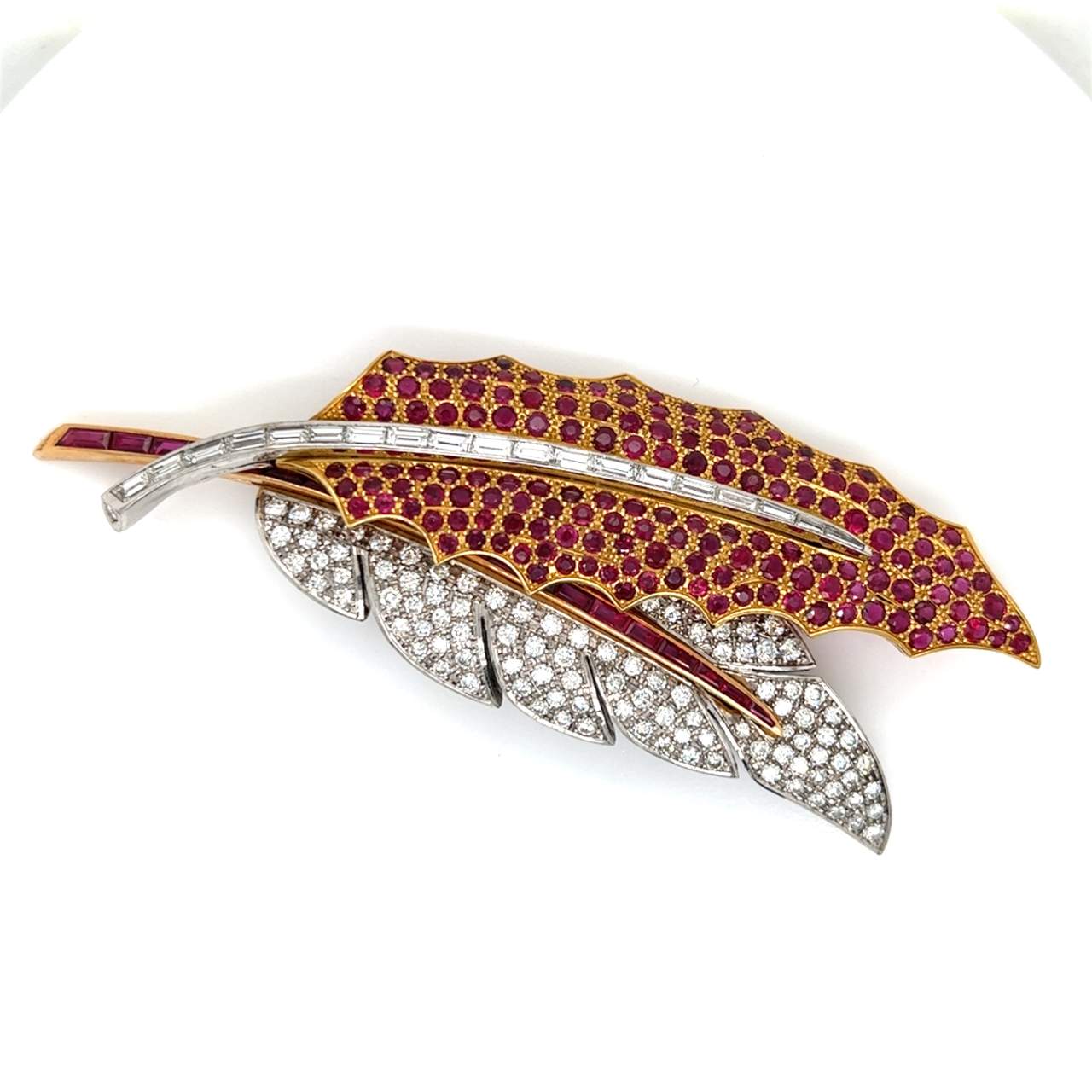 18K Diamond and Ruby Brooch