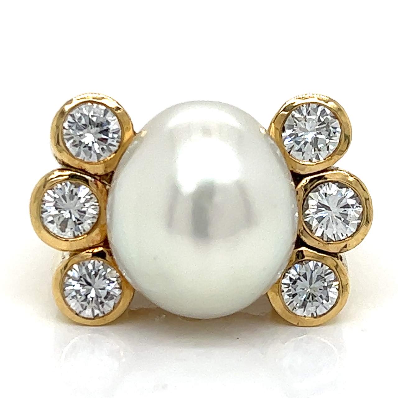 David Webb 18K & Platinum South Sea Pearl and Diamond Ring
