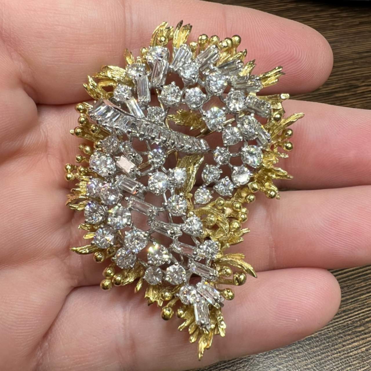 18K & Platinum 10.00 Ct. Diamond Brooch