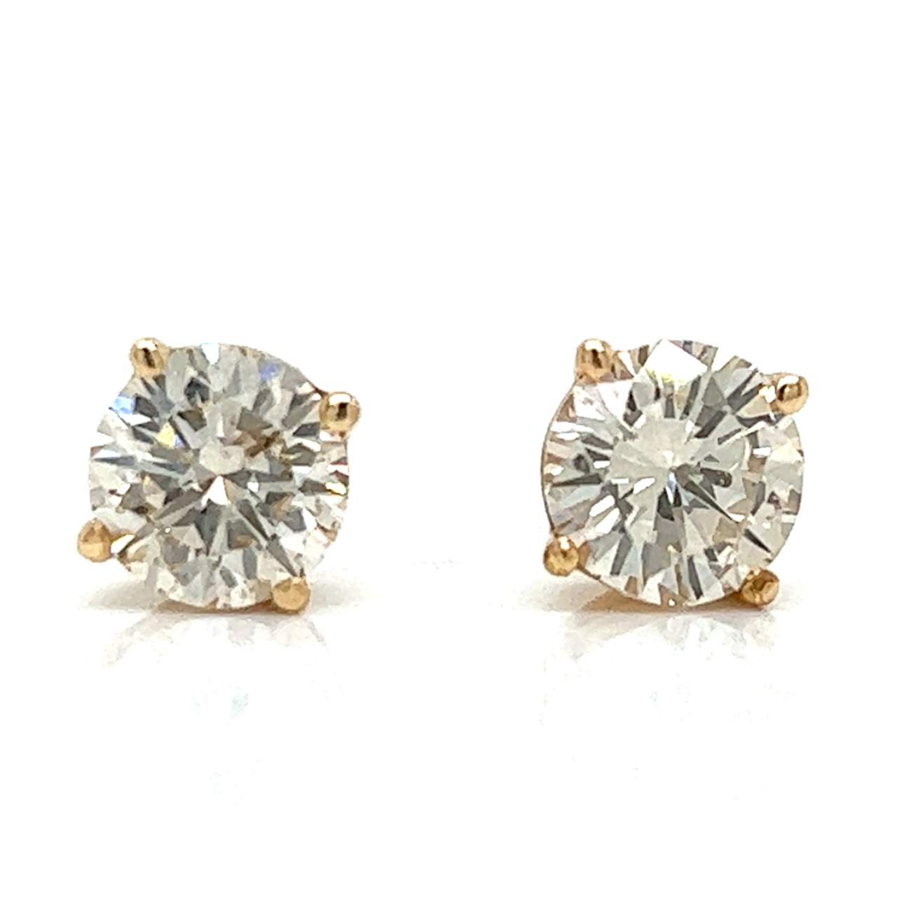 14K Yellow Gold 2.71 Ct. Diamond Stud Earrings