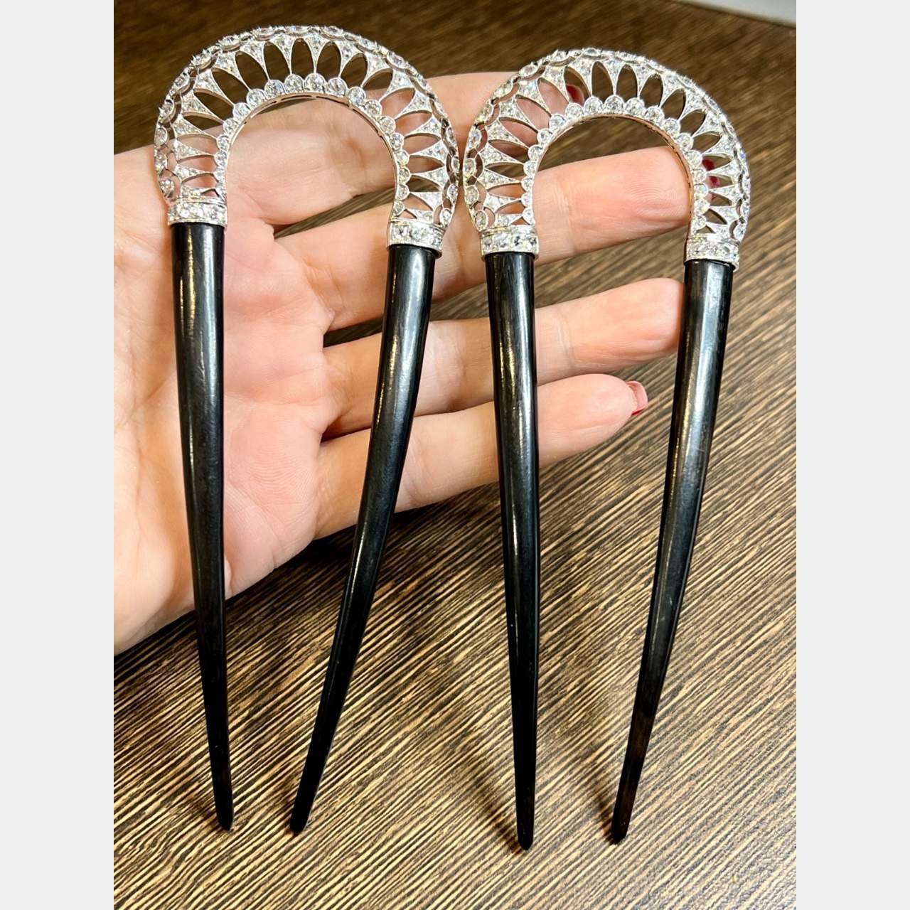 Belle Epoque Platinum Diamond Hair Combs