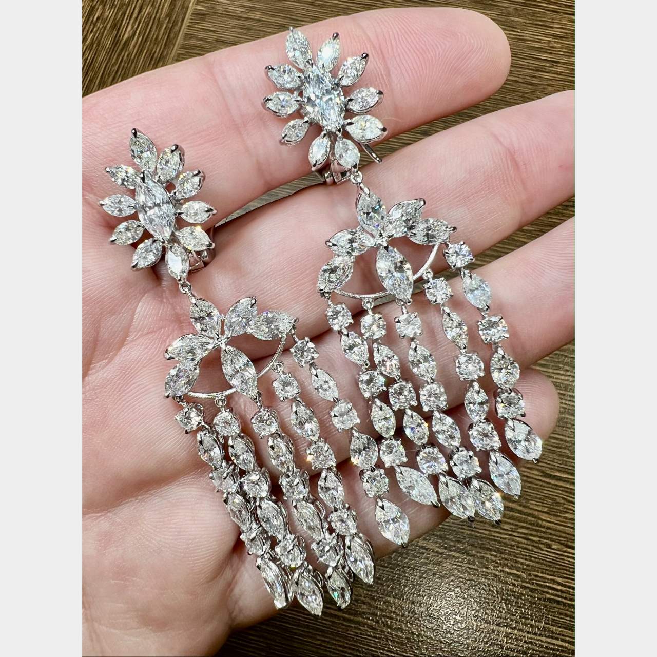 Platinum 22.23 Ct. Diamond Chandelier Earrings