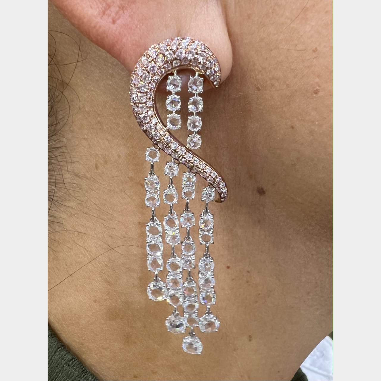 18K Rose & White Gold 8.50 Ct. Diamond Earrings