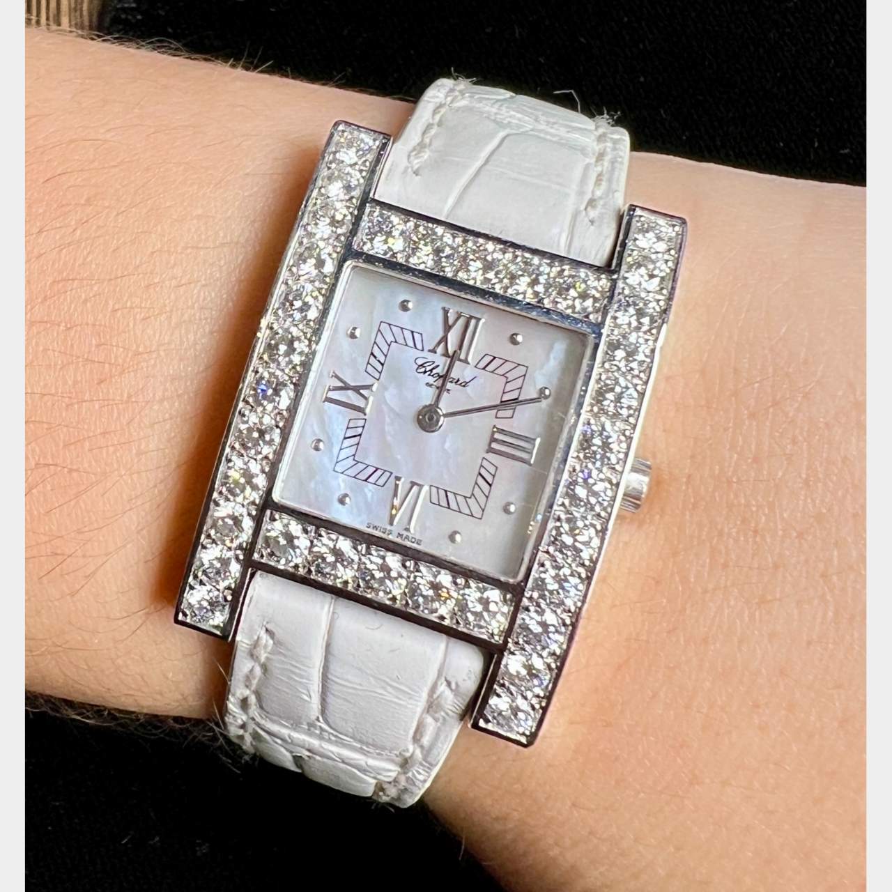 Chopard 18K White Gold Mother of Pearl and Diamond “H” Watch