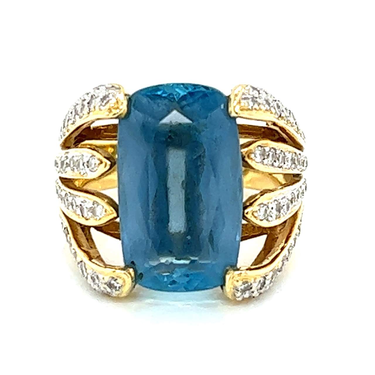 18K Yellow Gold Topaz & Diamond Ring