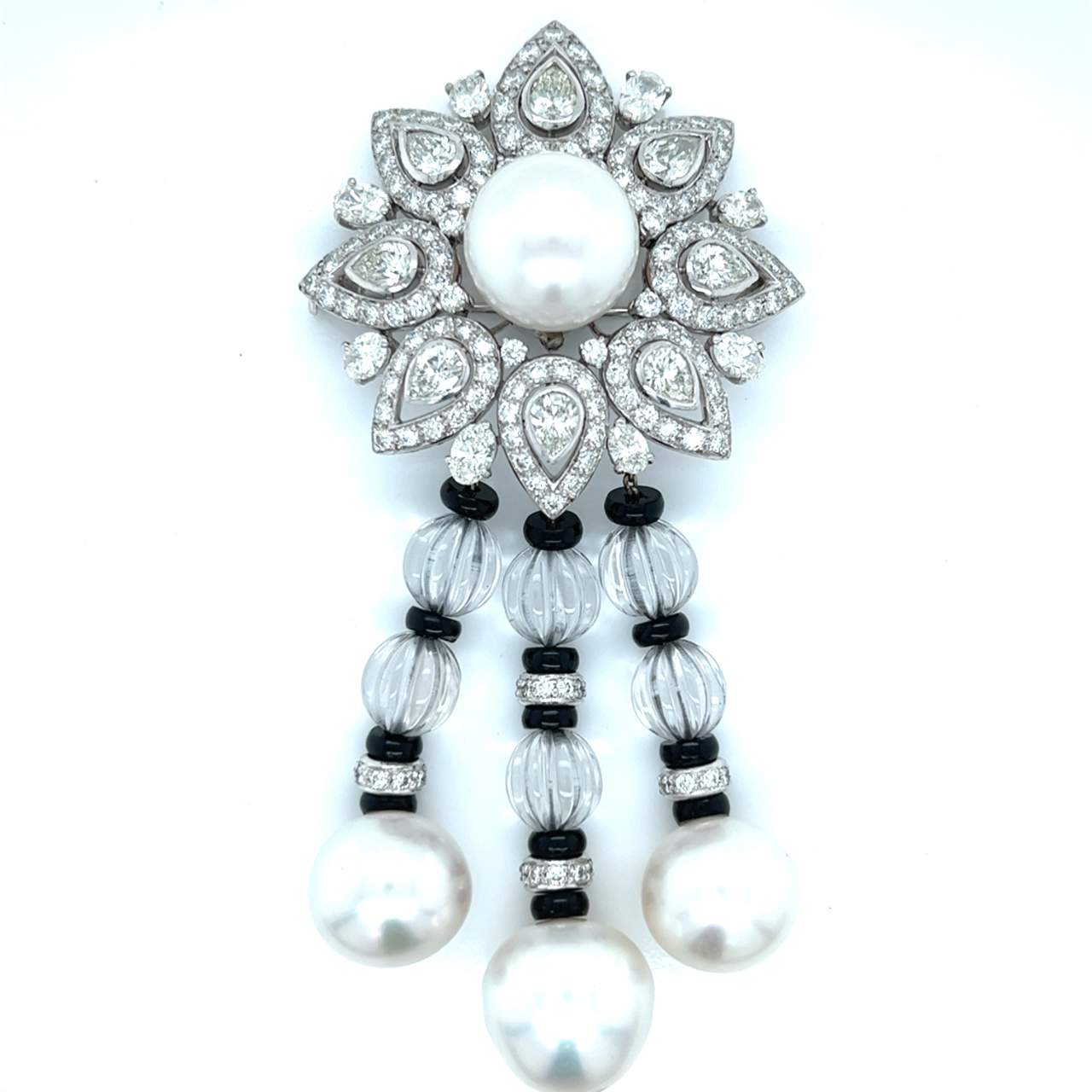 Ellagem 18K White Gold Diamond & South Sea Pearl Brooch