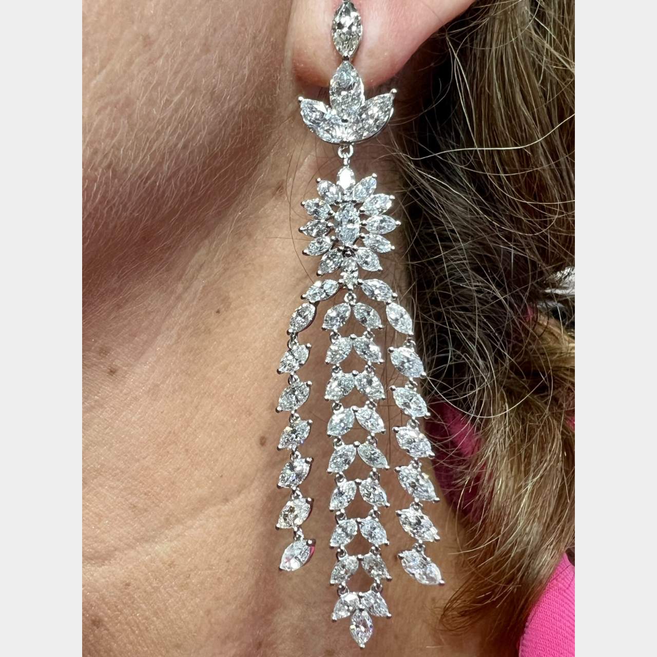 Platinum 26.00 Ct. Diamond Chandelier Earrings