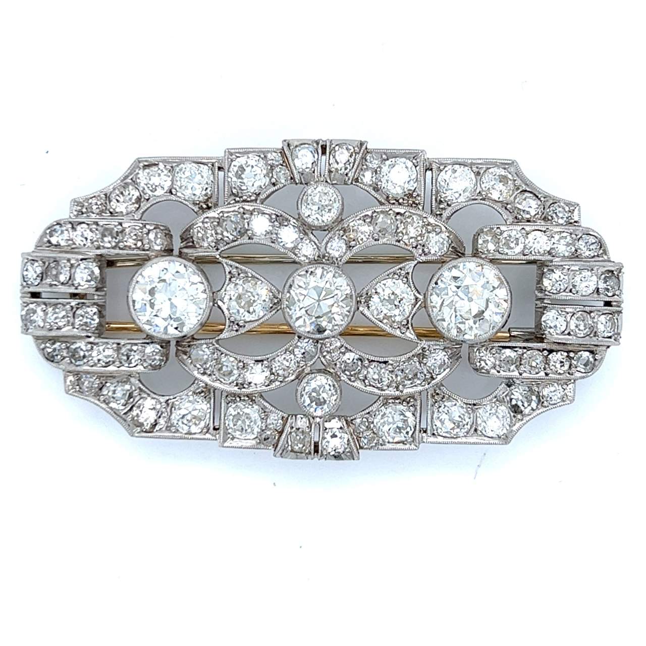 Art Deco Platinum & 18K  16.40 Ct. Diamond Brooch