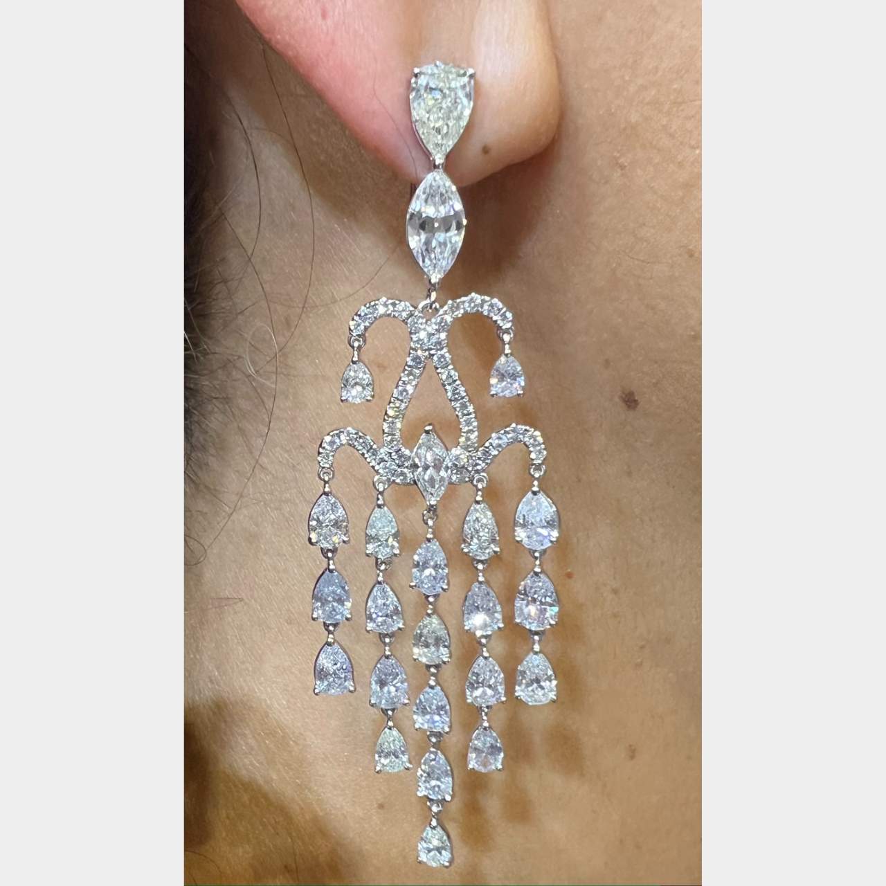 Platinum 19.80 Ct. Diamond Chandelier Earrings