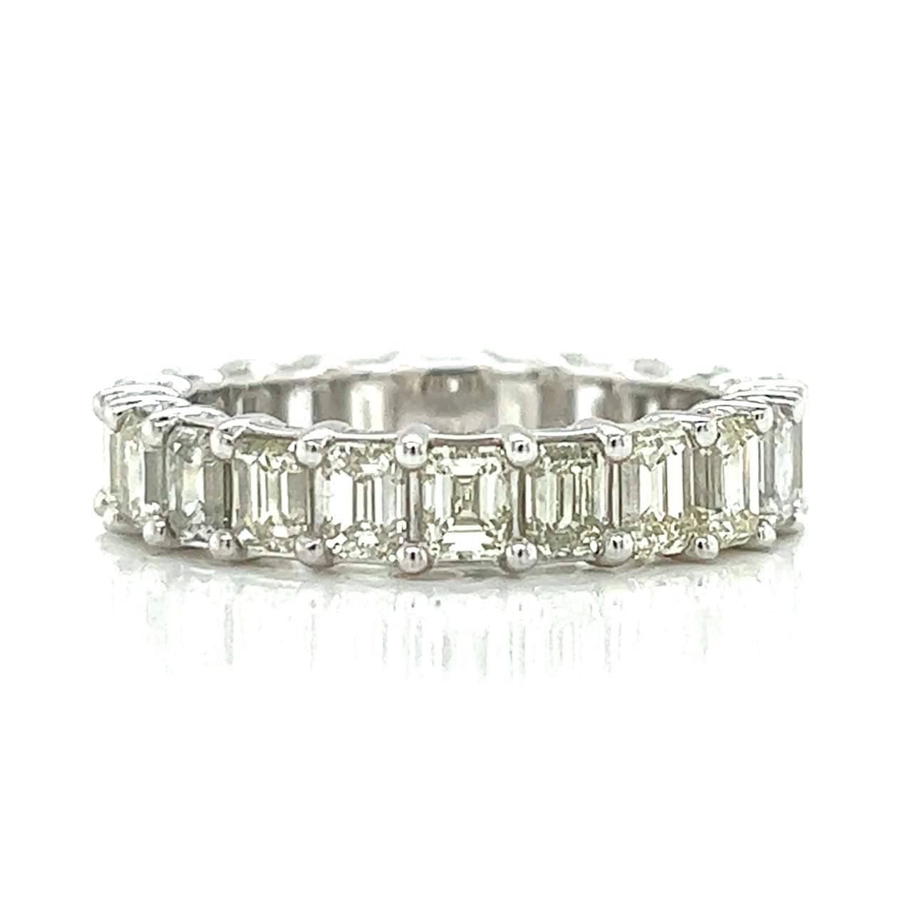 Platinum 6.50 Ct. Emerald-cut Diamond Eternity Band