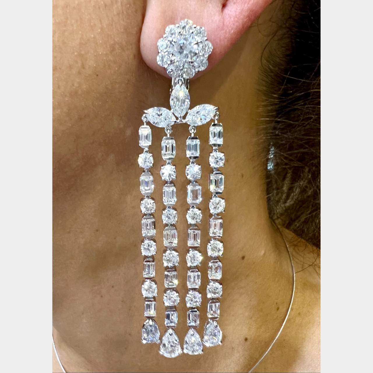 Platinum 25.55 Ct. Diamond Chandelier Earrings