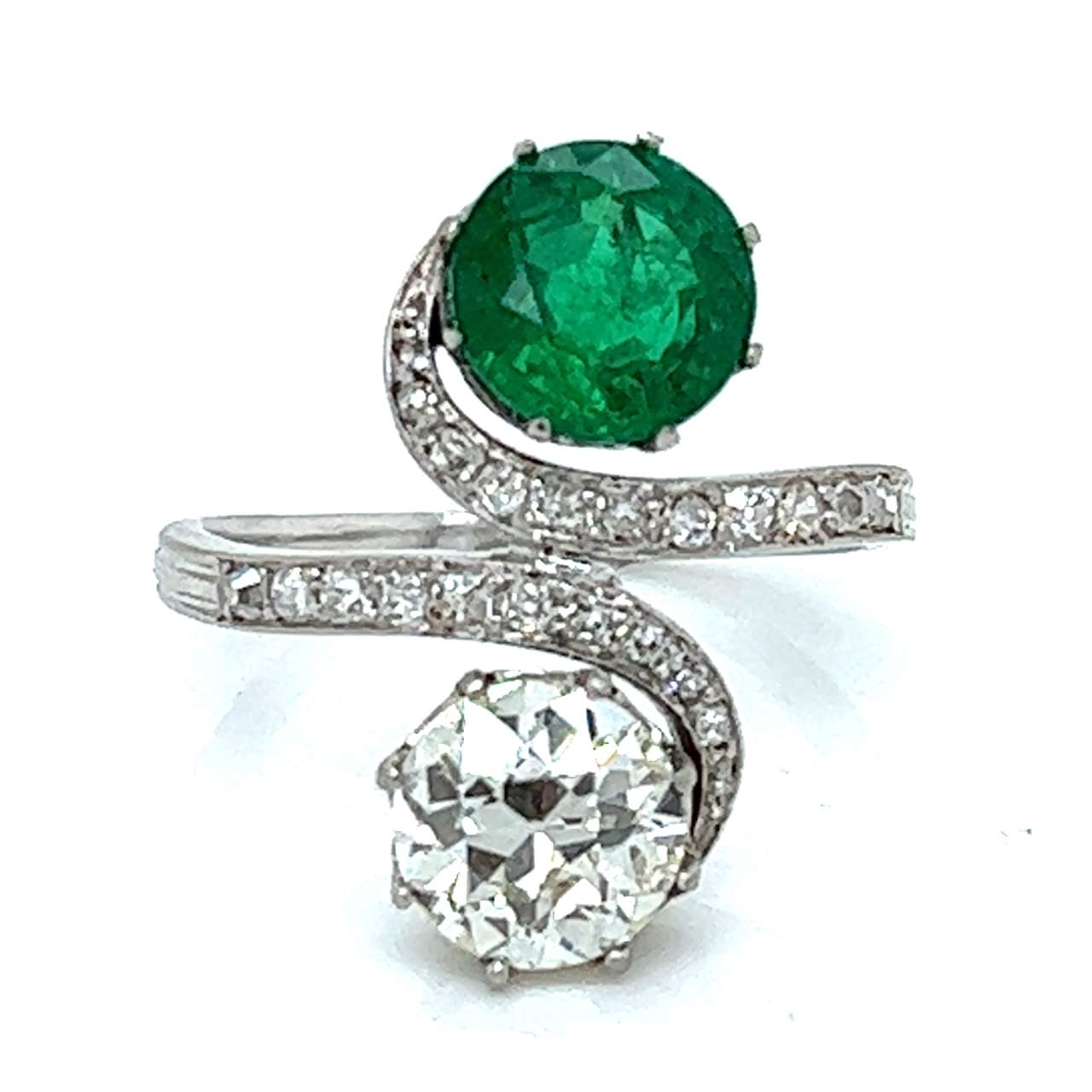 GIA Certified Diamond and Emerald Ring