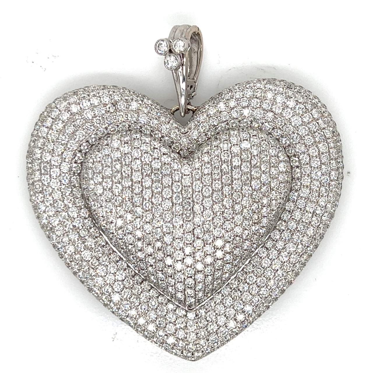 18K White Gold 19.50 Ct. Diamond Heart Pendant