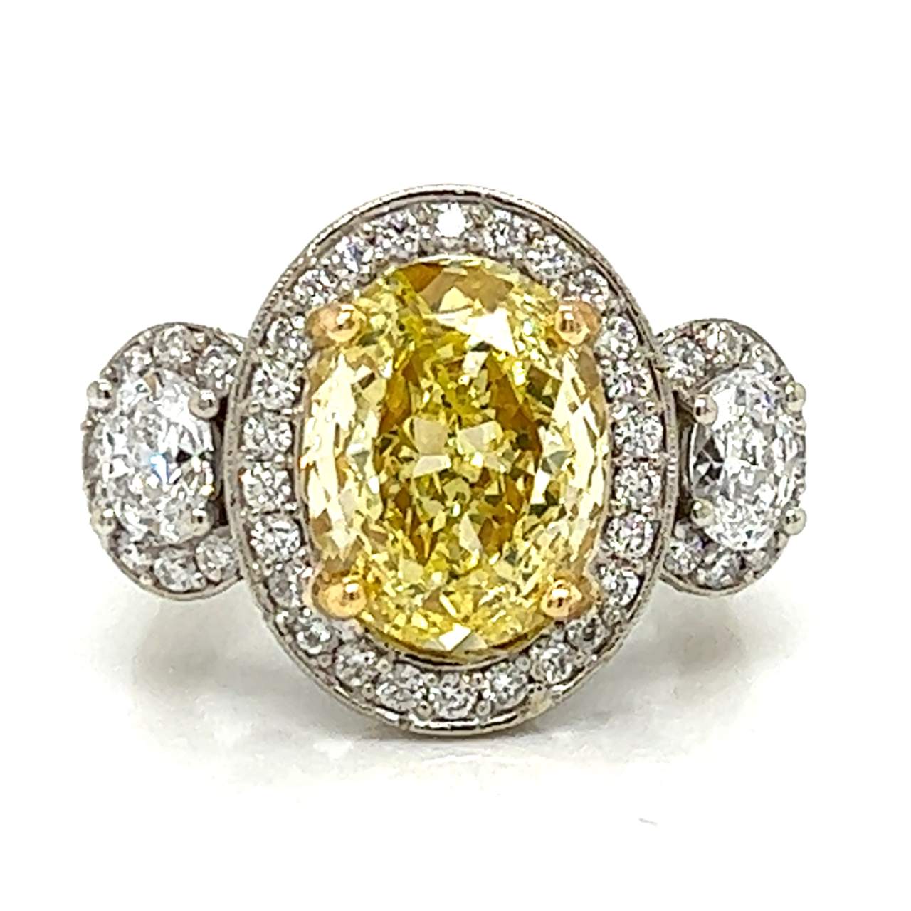 Platinum & 18K GIA Certified 3.90 Ct. Fancy Yellow Diamond Ring