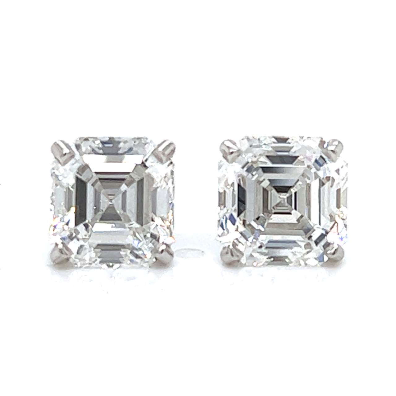 14K White Gold GIA Certified 3.27 Ct. & 2.68 Ct. Diamond Stud Earrings
