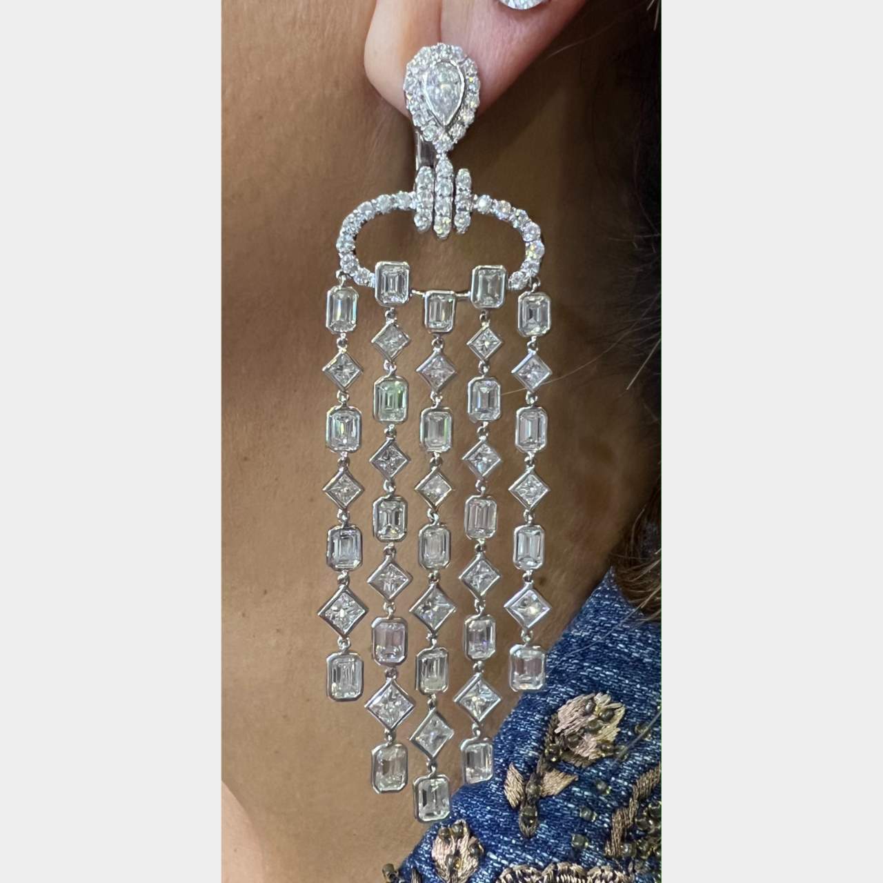 Platinum 31.40 Ct. Diamond Chandelier Earrings