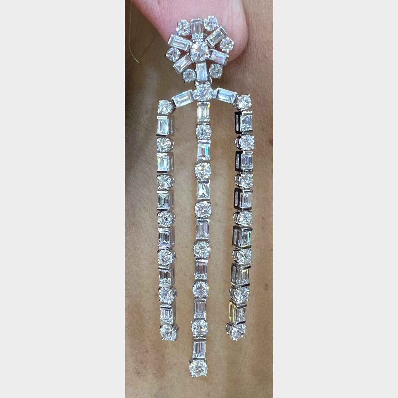 Platinum 21.57 Ct. Diamond Chandelier Earrings