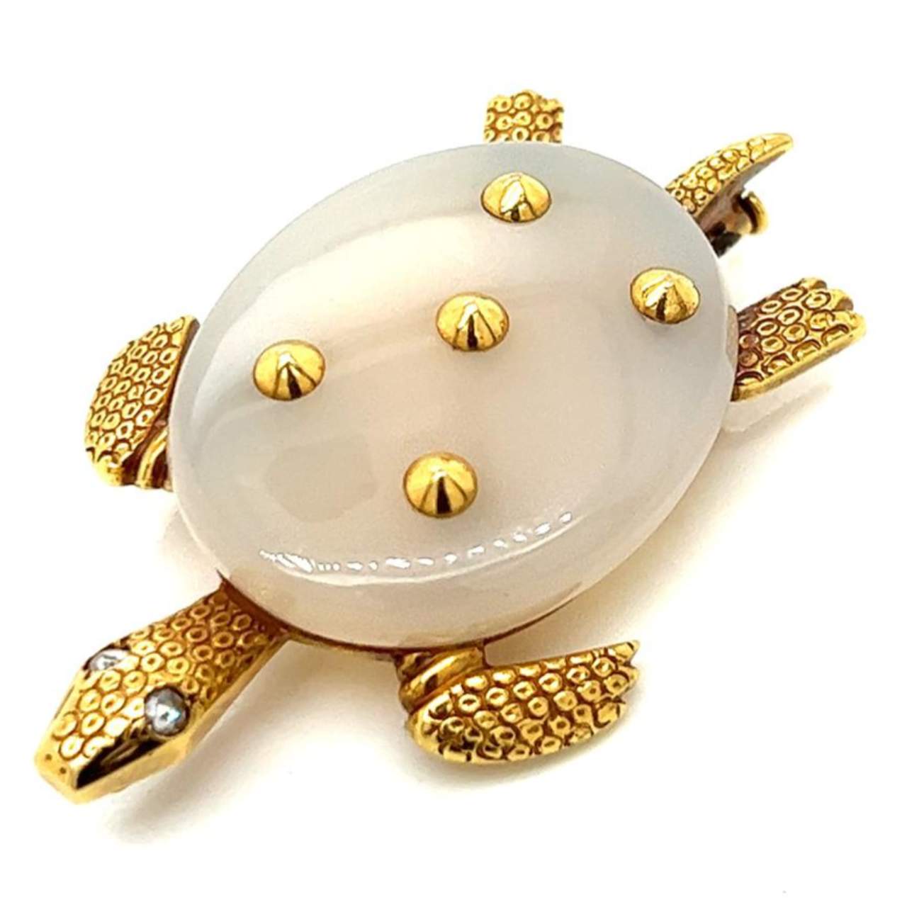 CARTIER PARIS 1960’s 18K Yellow Gold Chalcedony Turtle Brooch