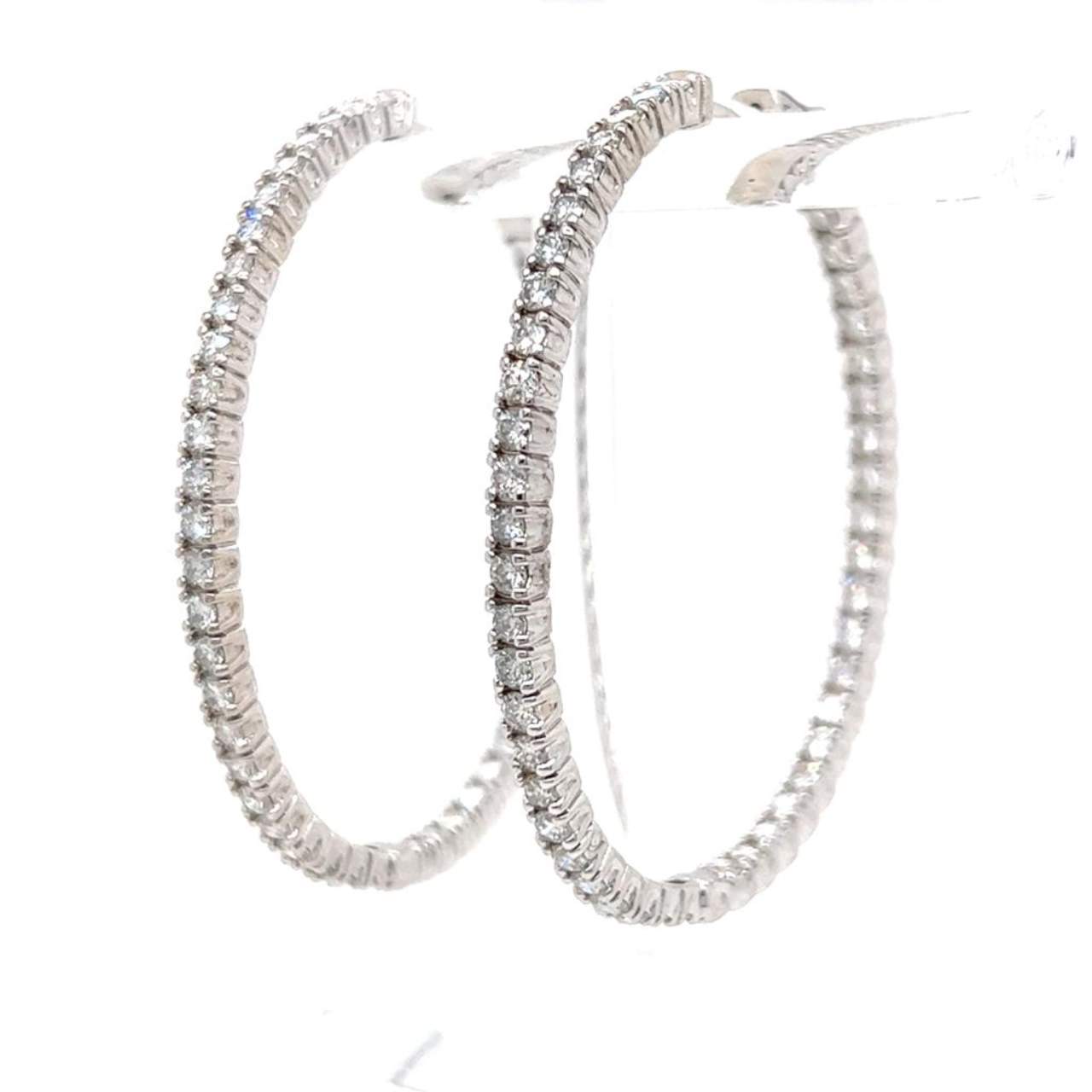 14K White Gold 5.50 Ct. Diamond Hoop Earrings