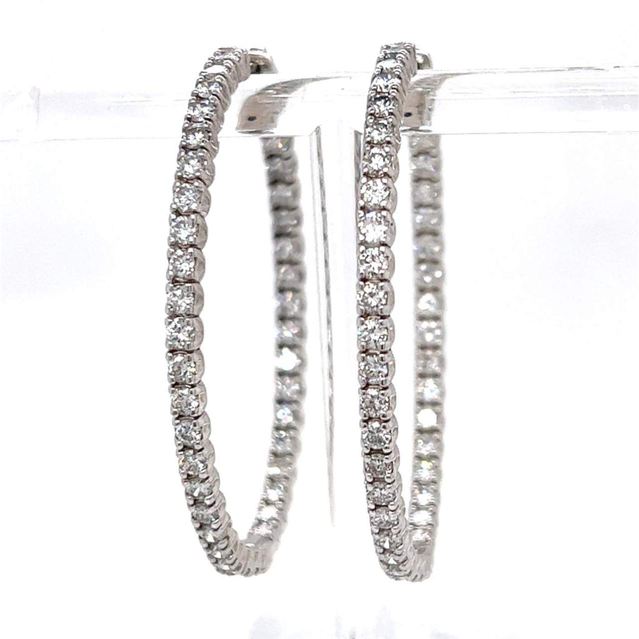 14K White Gold 4.80 Ct. Diamond Hoop Earrings