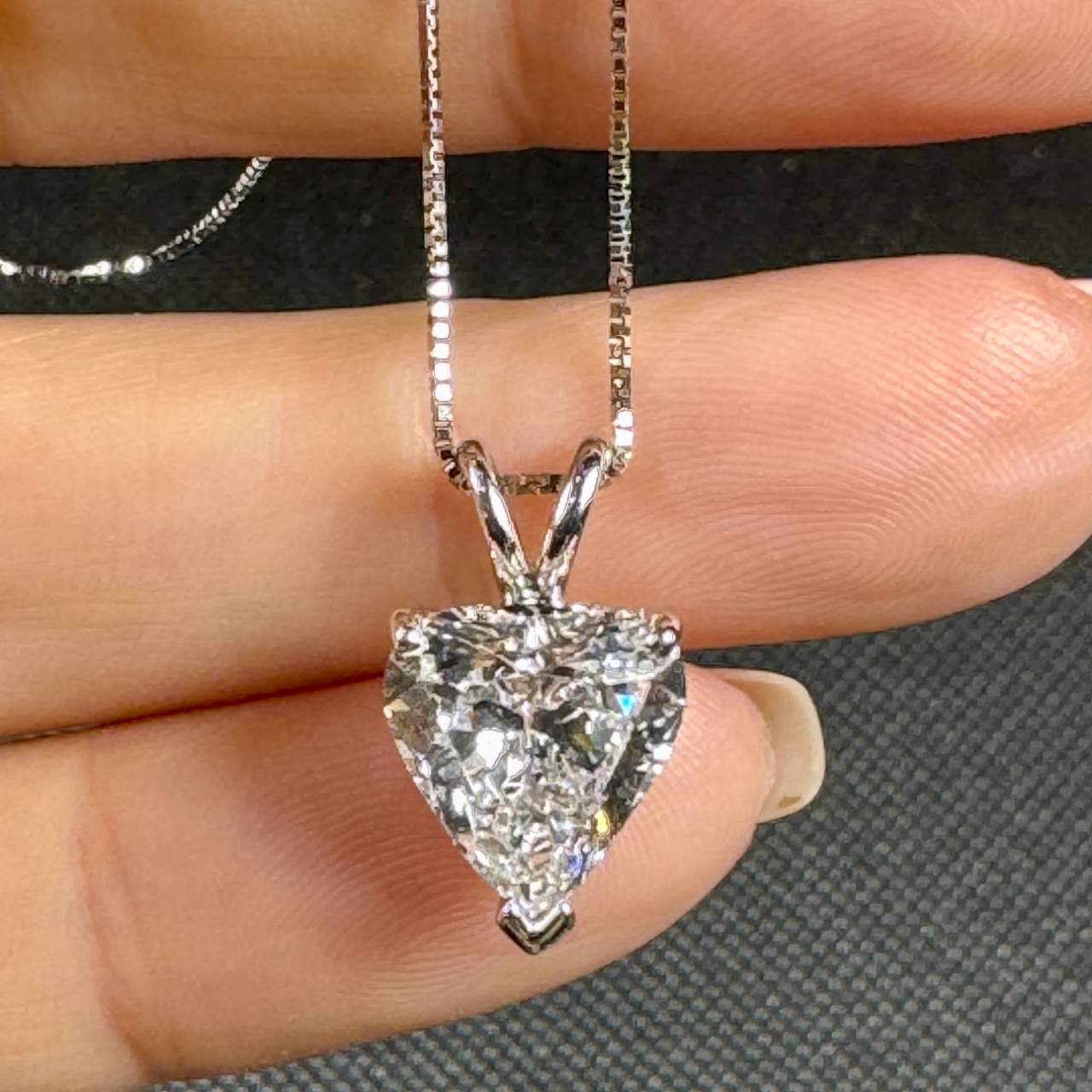 18K White Gold GIA Certified 4.13 Ct. Heart-shape Diamond Pendant w/ platinum chain
