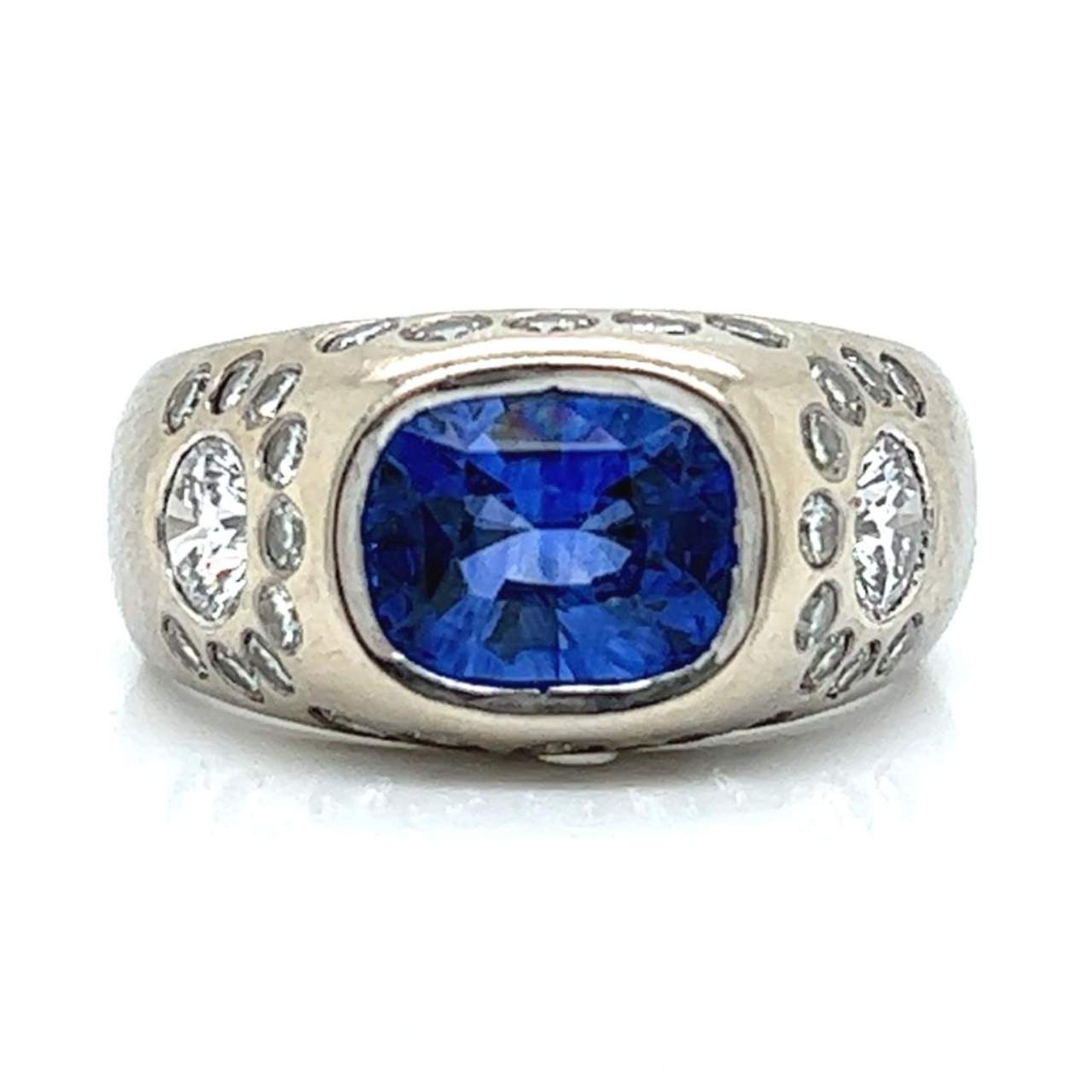 18K White Gold GIA Certified Sapphire & Diamond Ring