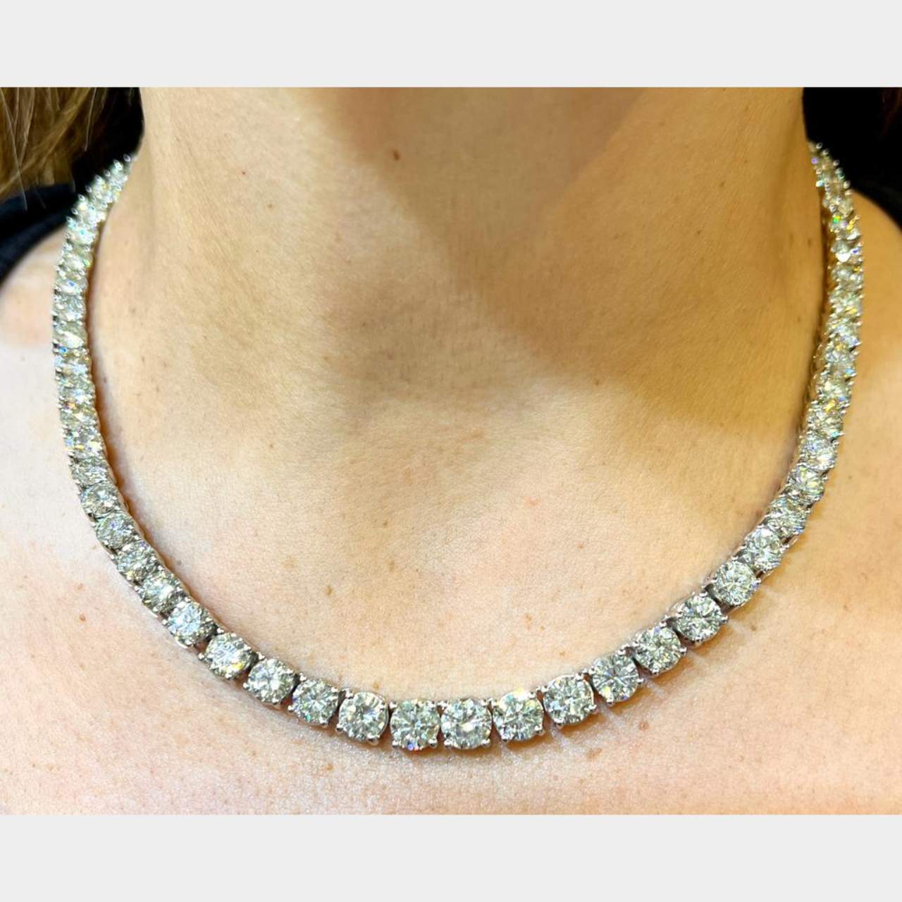 Platinum 55.50 Ct. Diamond Riviera Necklace