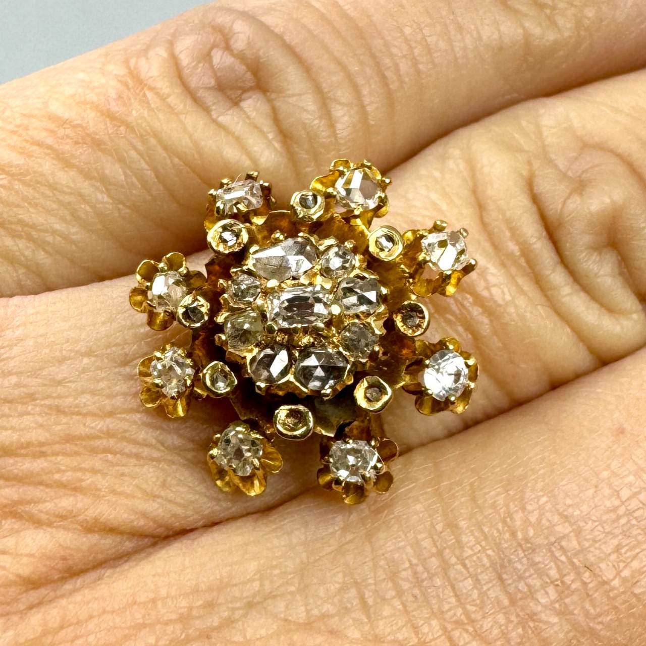 Victorian 18K Yellow Gold 1.10 Ct. Rose Cut Diamond Ring