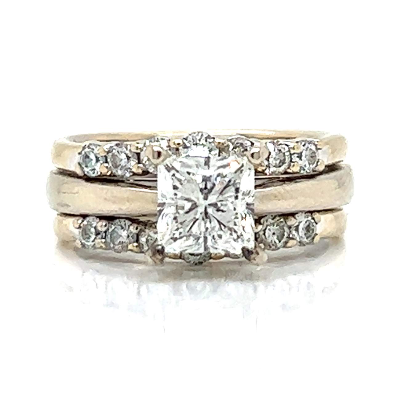 14K White Gold 1.58 Ct. GIA Certified Diamond Ring w/ Diamond Ring Guard