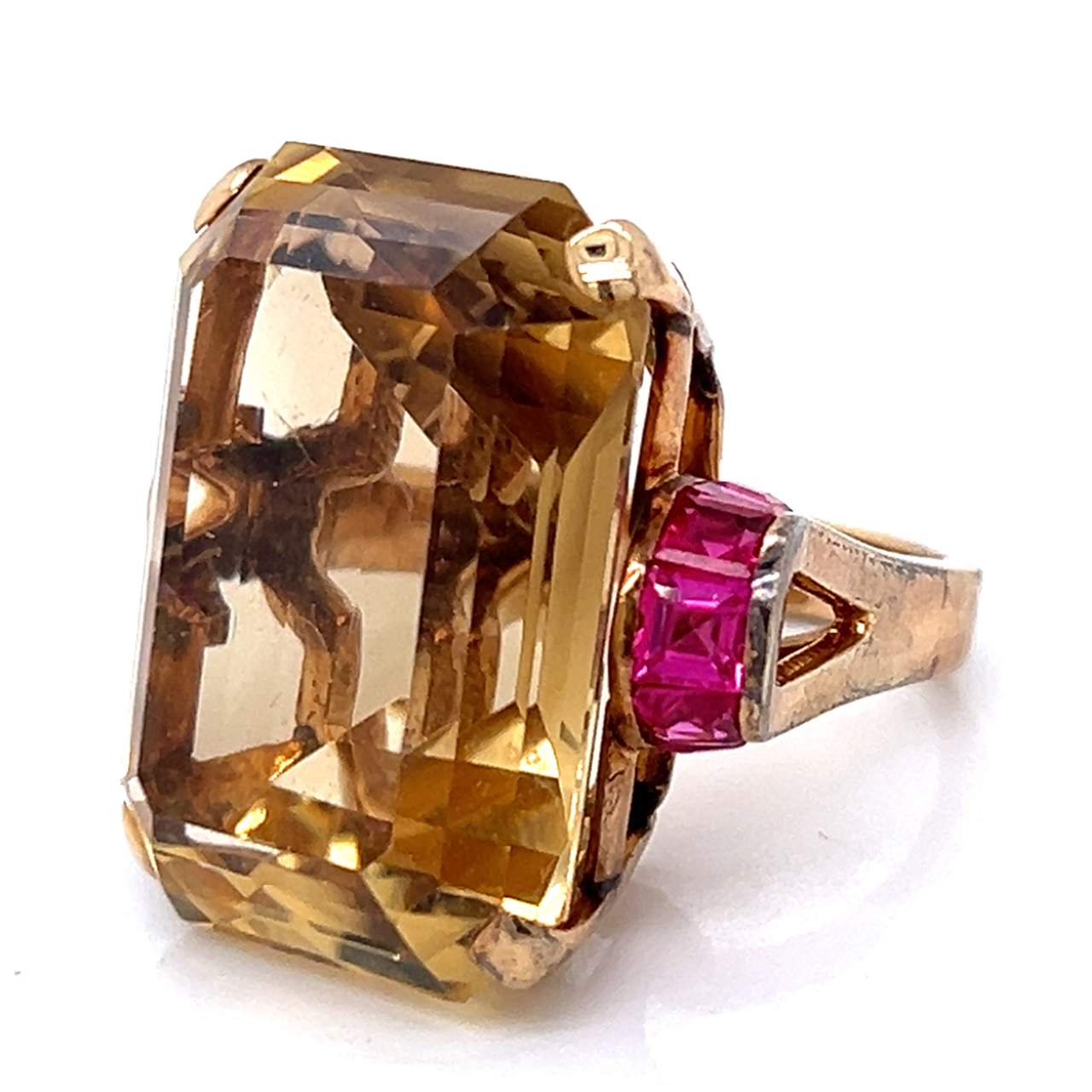 Retro 14K Citrine Cocktail Ring