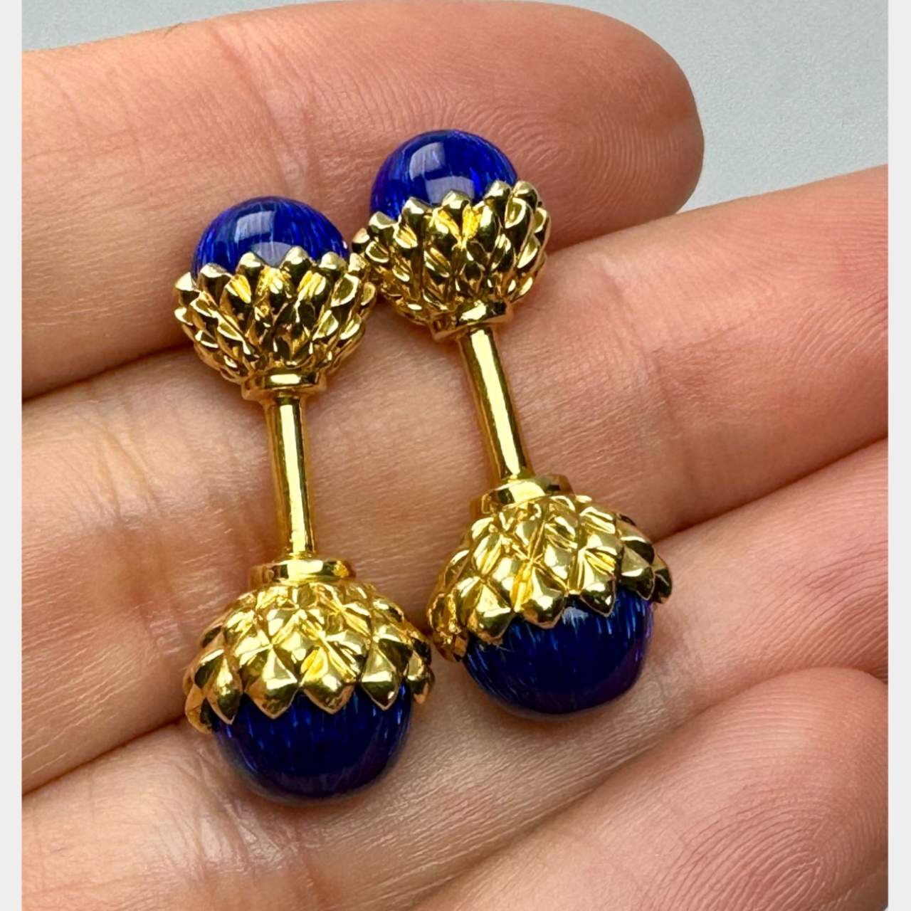 18K Yellow Gold Enamel Cufflinks