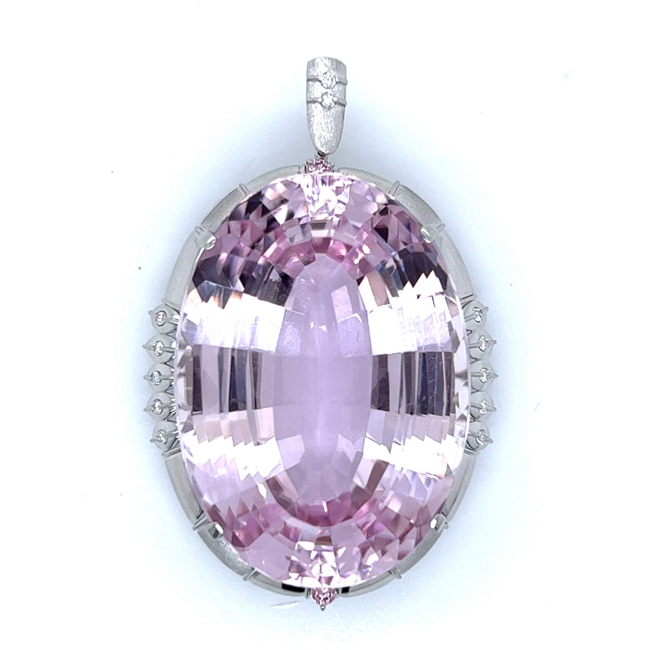 Platinum 130.28 Ct. Kunzite & Diamond Pendant