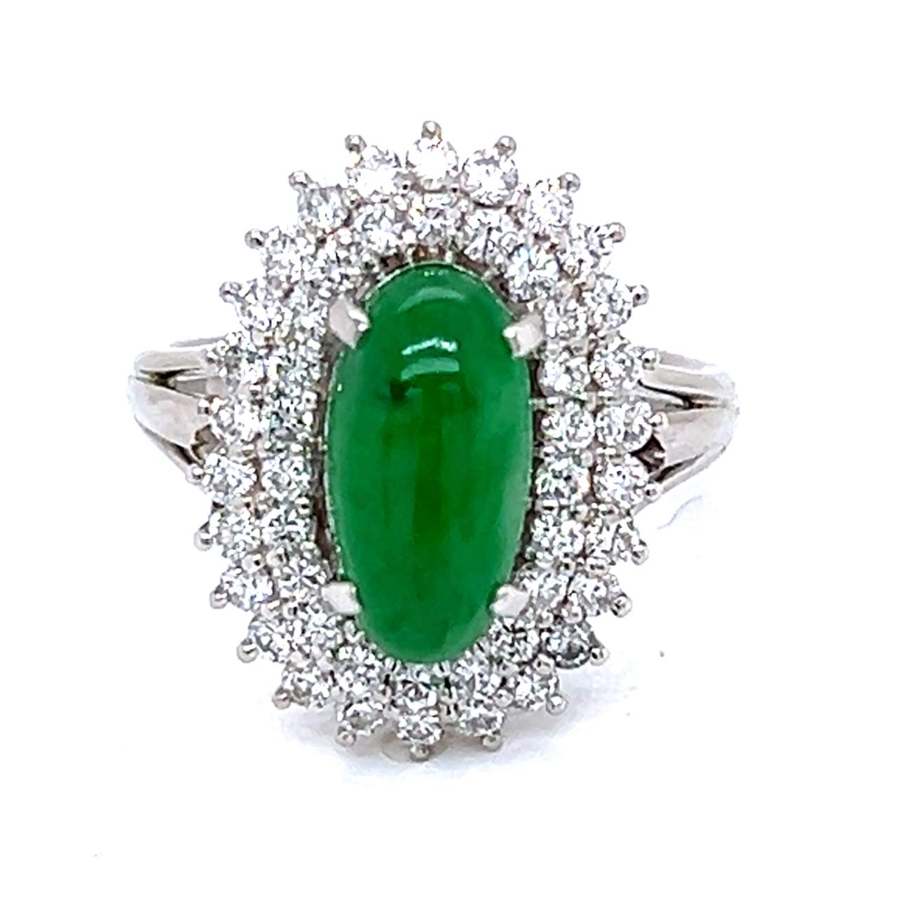 Platinum GIA Certified 3.13 Ct. Jade & Diamond Ring